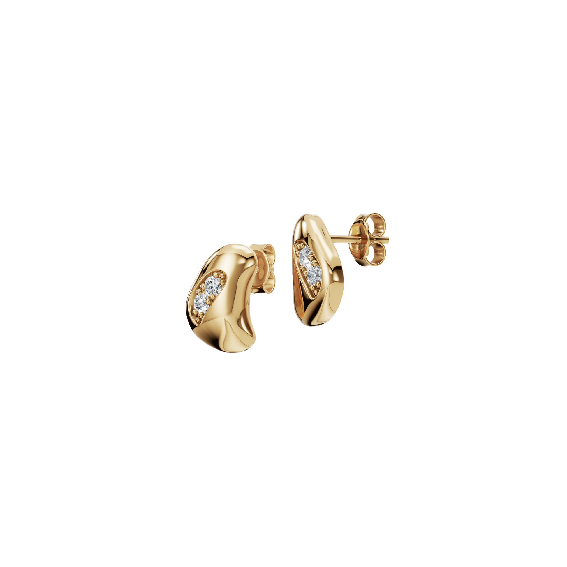 0.18 CTW Round Diamond Organic Wave Stud Earrings