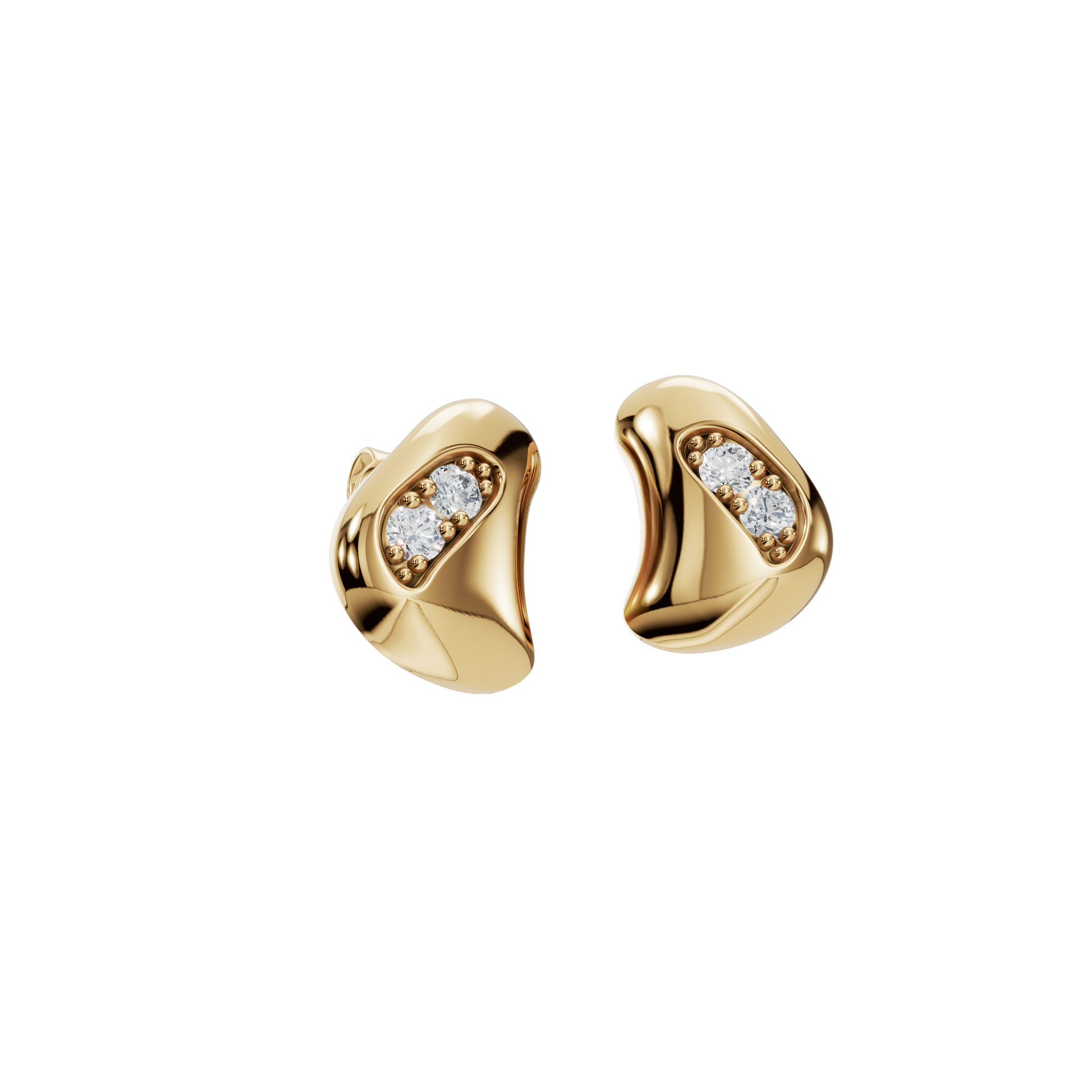 0.18 CTW Round Diamond Organic Wave Stud Earrings