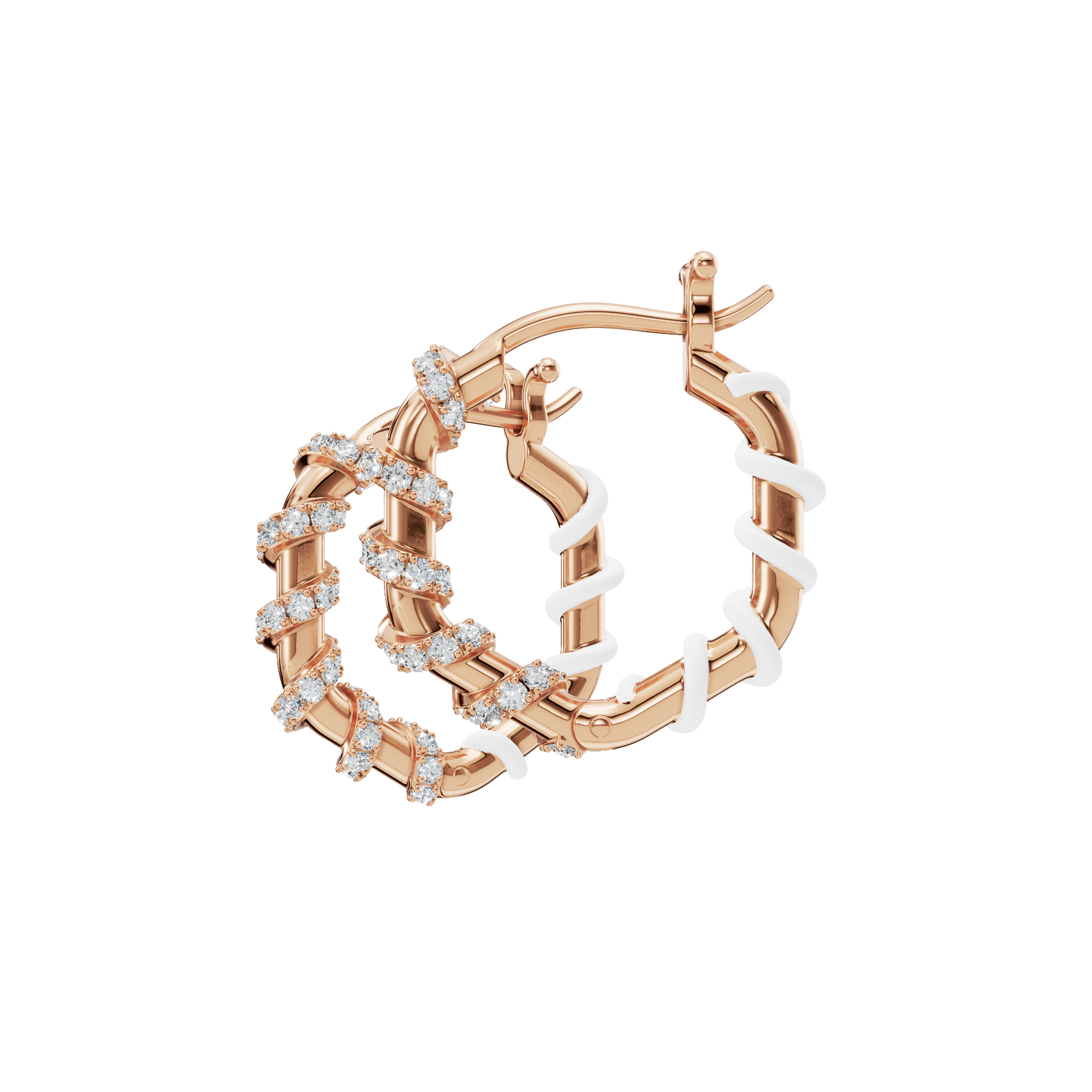 0.45 CTW Lab Grown Diamond Twisted Hoop Earrings | Two-Tone Floral Diamond Hoops