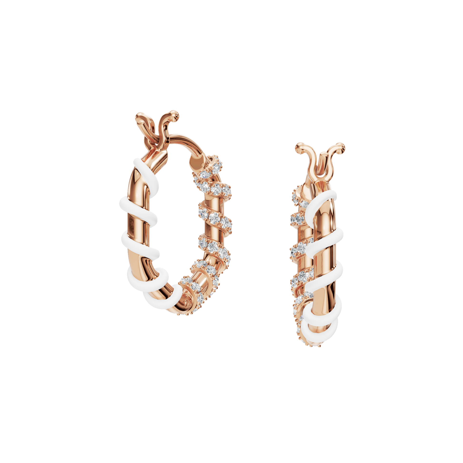 0.45 CTW Lab Grown Diamond Twisted Hoop Earrings | Two-Tone Floral Diamond Hoops