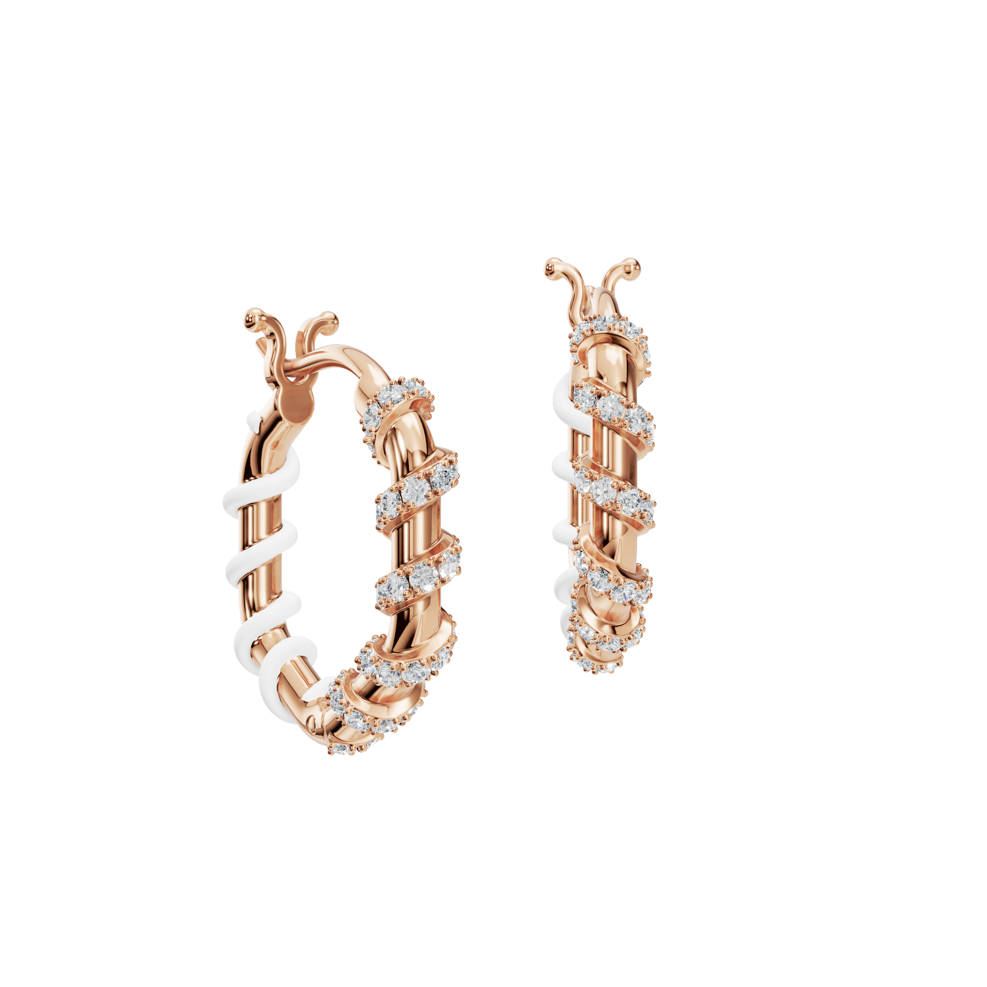 0.45 CTW Lab Grown Diamond Twisted Hoop Earrings | Two-Tone Floral Diamond Hoops