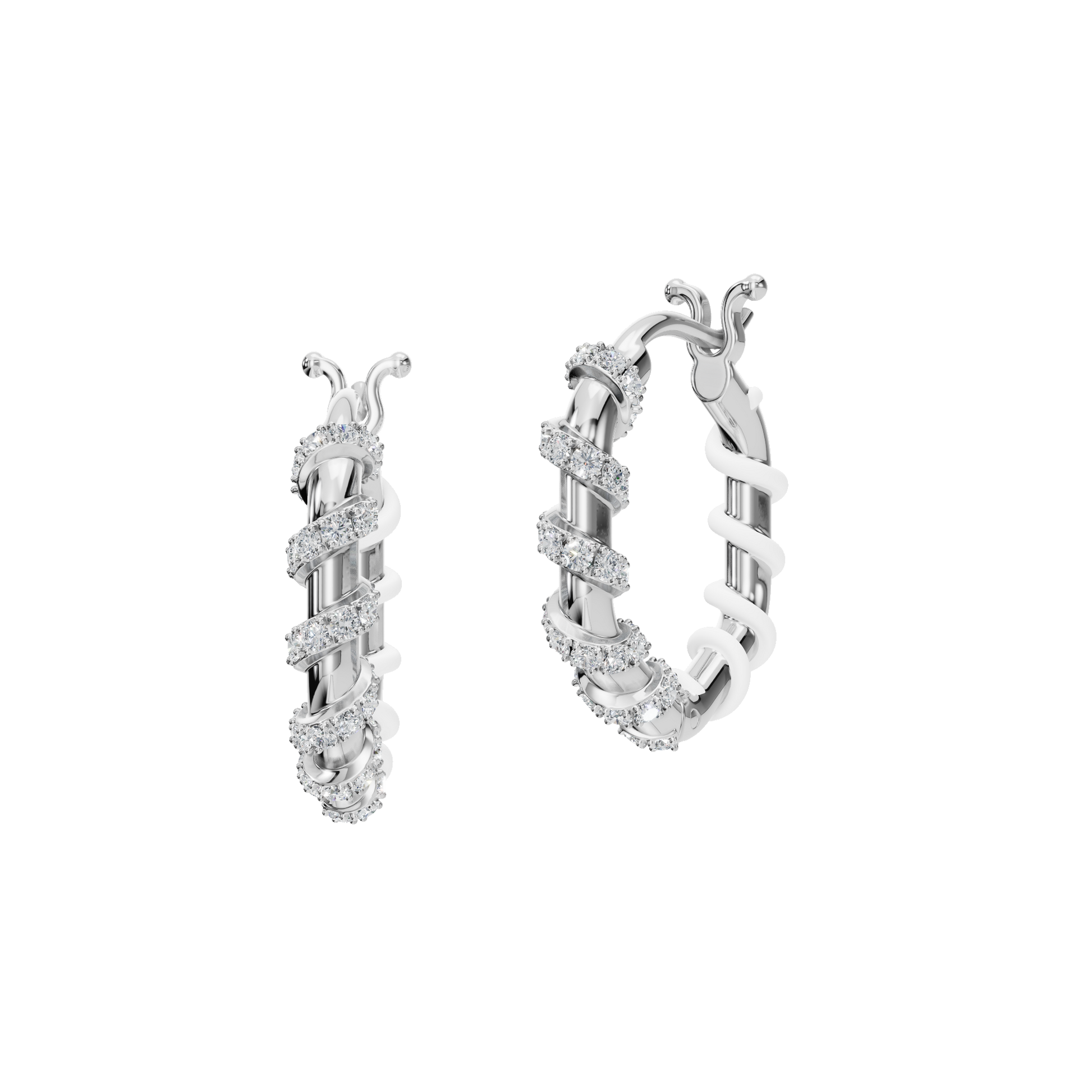 0.45 CTW Lab Grown Diamond Twisted Hoop Earrings | Two-Tone Floral Diamond Hoops