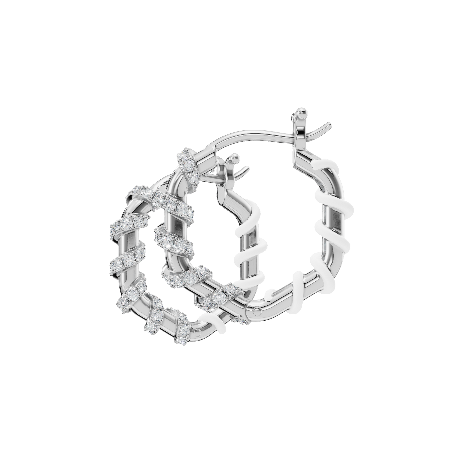 0.45 CTW Lab Grown Diamond Twisted Hoop Earrings | Two-Tone Floral Diamond Hoops
