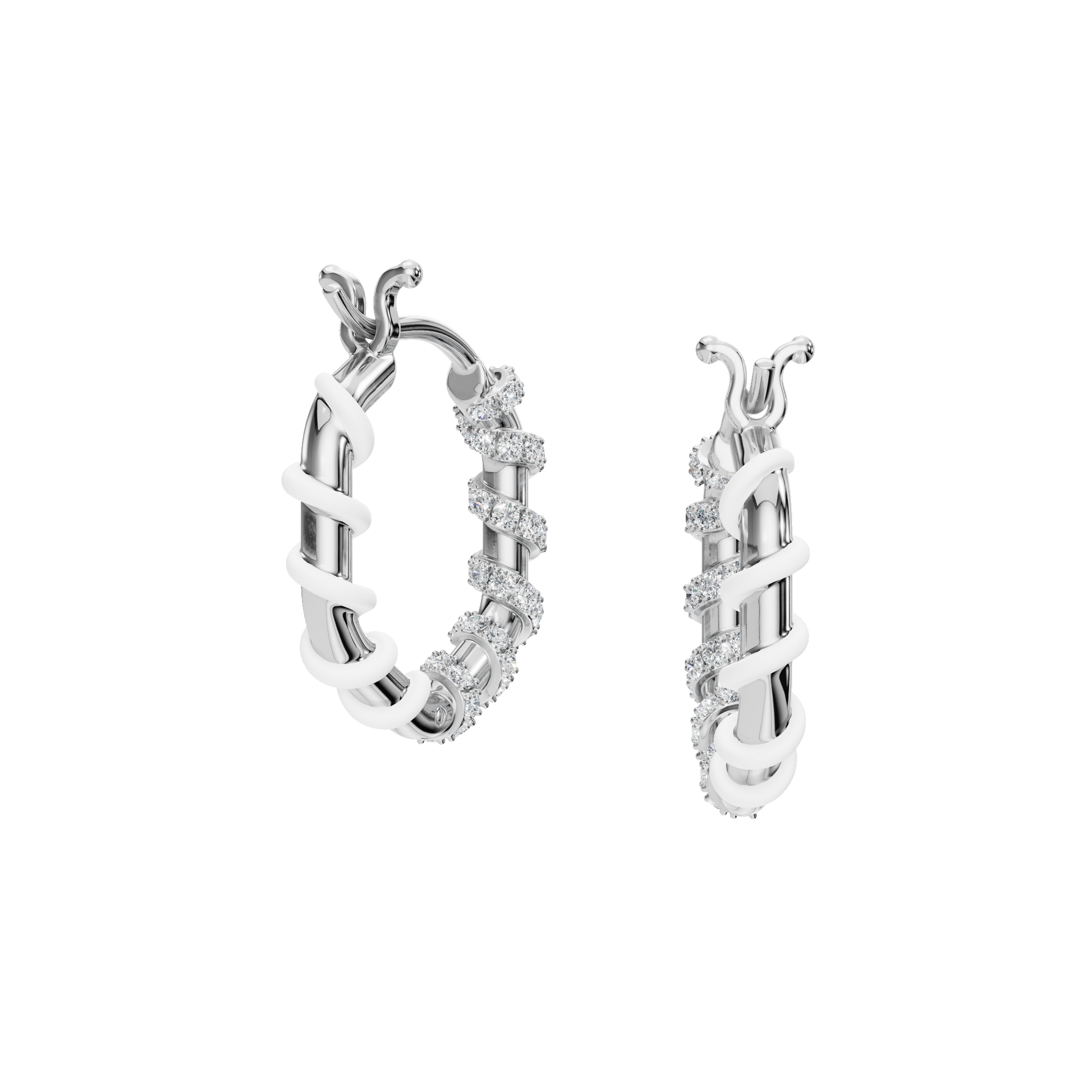 0.45 CTW Lab Grown Diamond Twisted Hoop Earrings | Two-Tone Floral Diamond Hoops