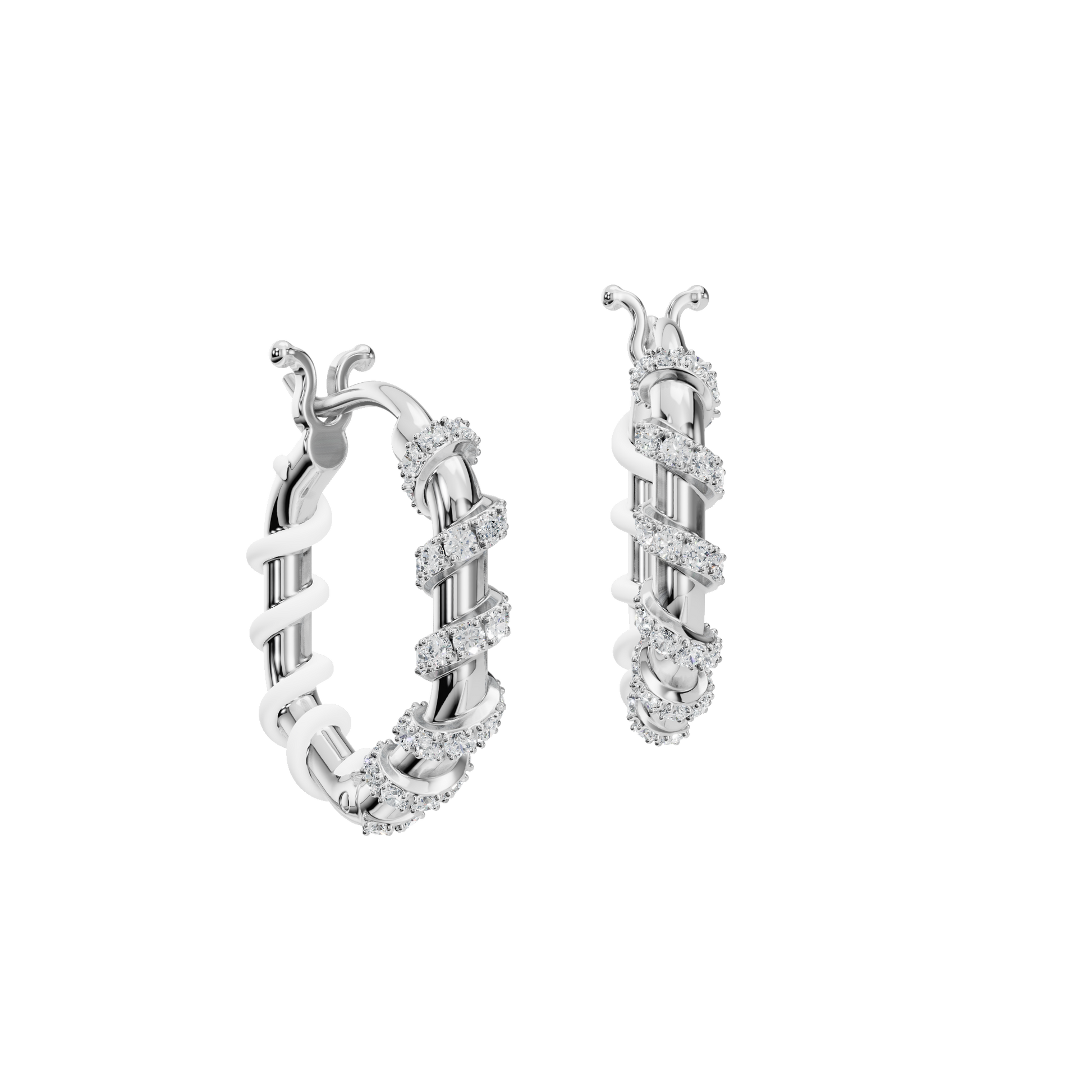 0.45 CTW Lab Grown Diamond Twisted Hoop Earrings | Two-Tone Floral Diamond Hoops