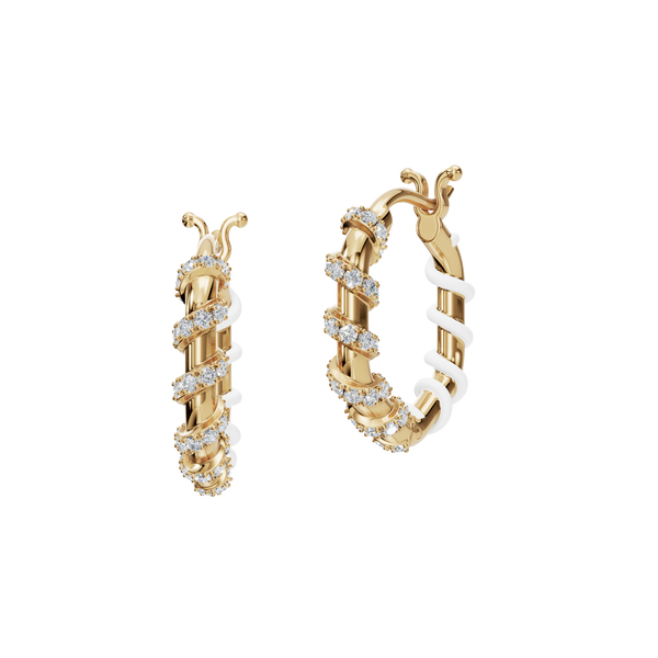 0.45 CTW Lab Grown Diamond Twisted Hoop Earrings | Two-Tone Floral Diamond Hoops