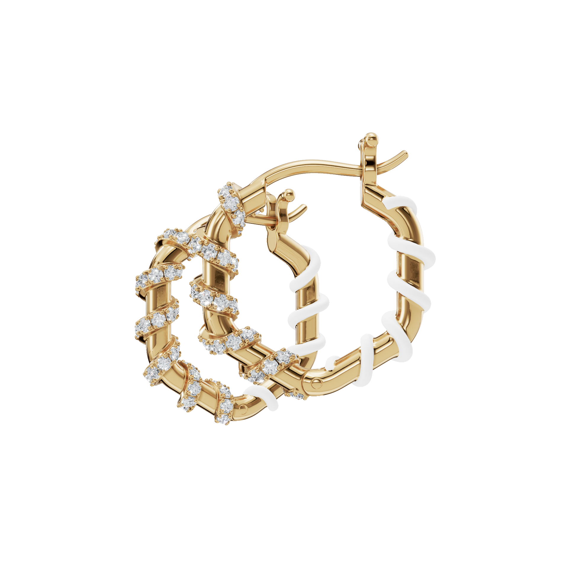 0.45 CTW Lab Grown Diamond Twisted Hoop Earrings | Two-Tone Floral Diamond Hoops