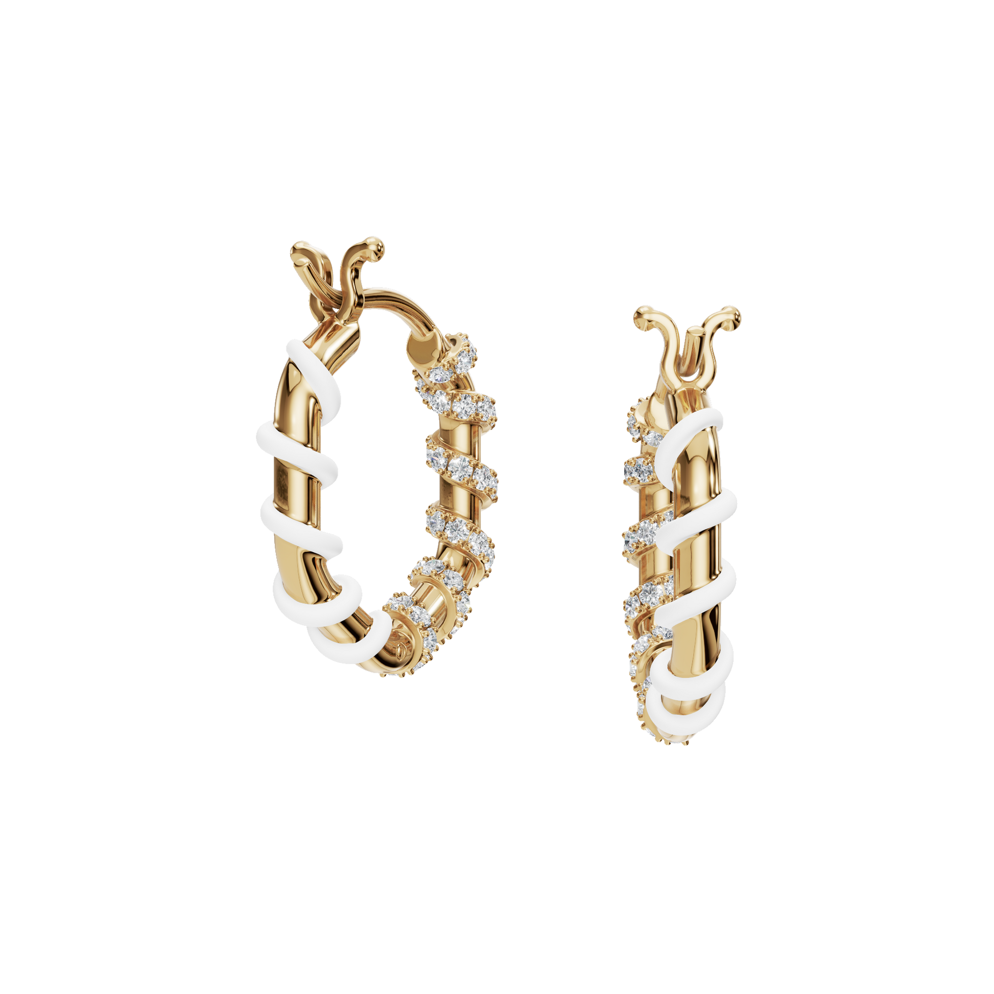 0.45 CTW Lab Grown Diamond Twisted Hoop Earrings | Two-Tone Floral Diamond Hoops