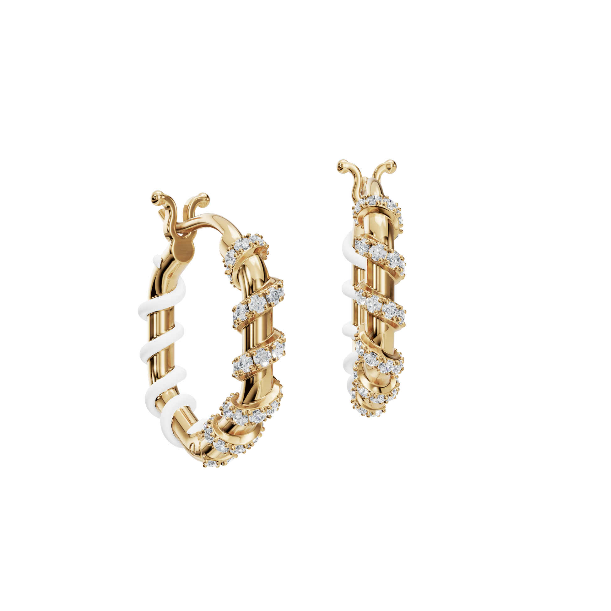 0.45 CTW Lab Grown Diamond Twisted Hoop Earrings | Two-Tone Floral Diamond Hoops