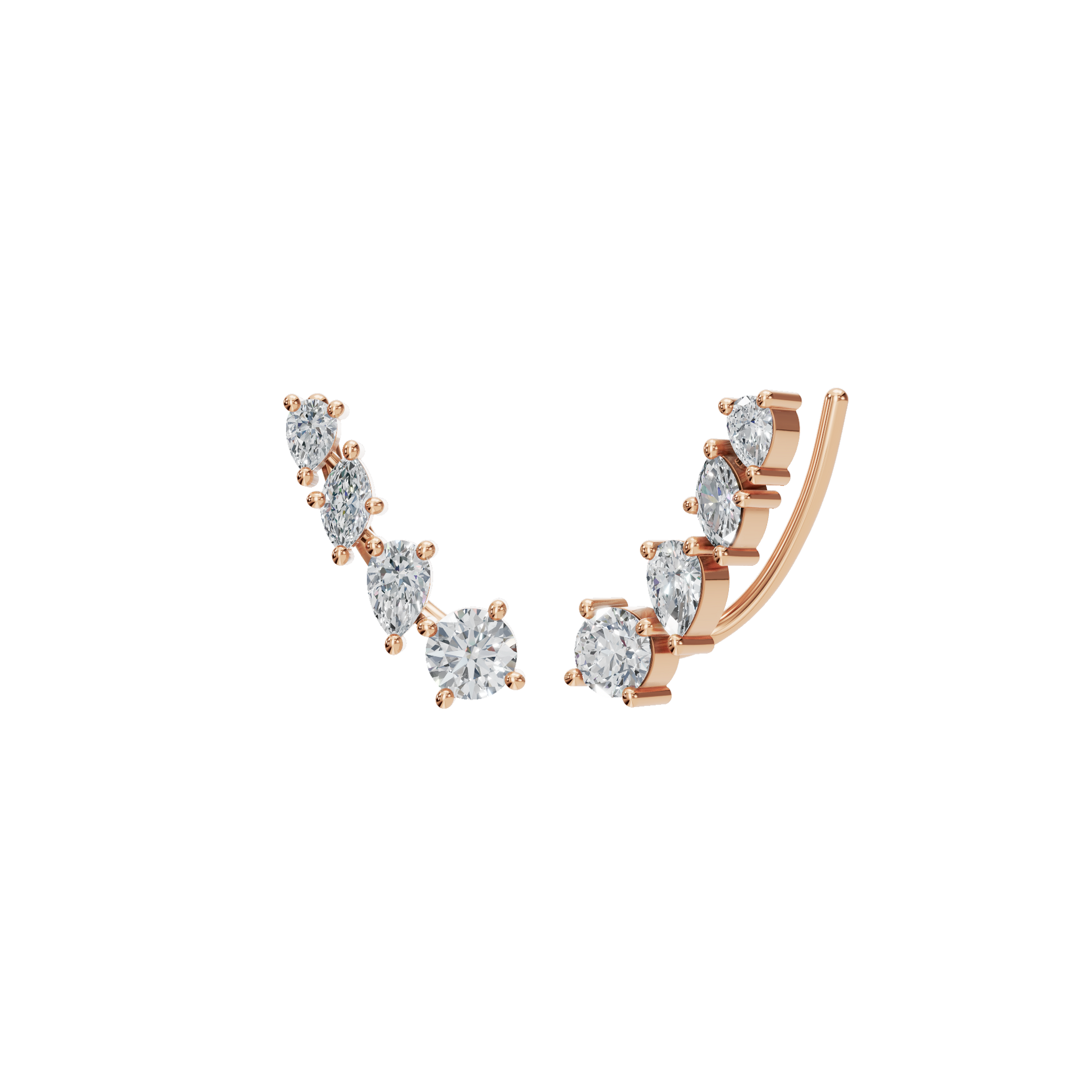 1.16 CTW Lab Grown Diamond Climber Earrings | Pear Marquise & Round Diamond Ear Crawlers