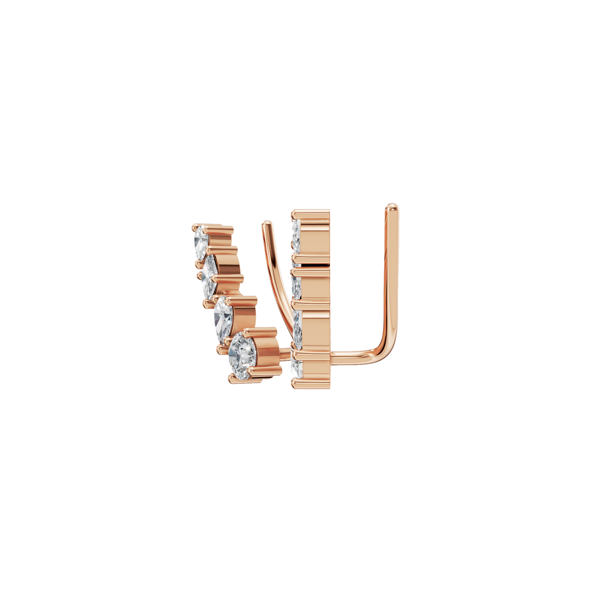 1.16 CTW Lab Grown Diamond Climber Earrings | Pear Marquise & Round Diamond Ear Crawlers