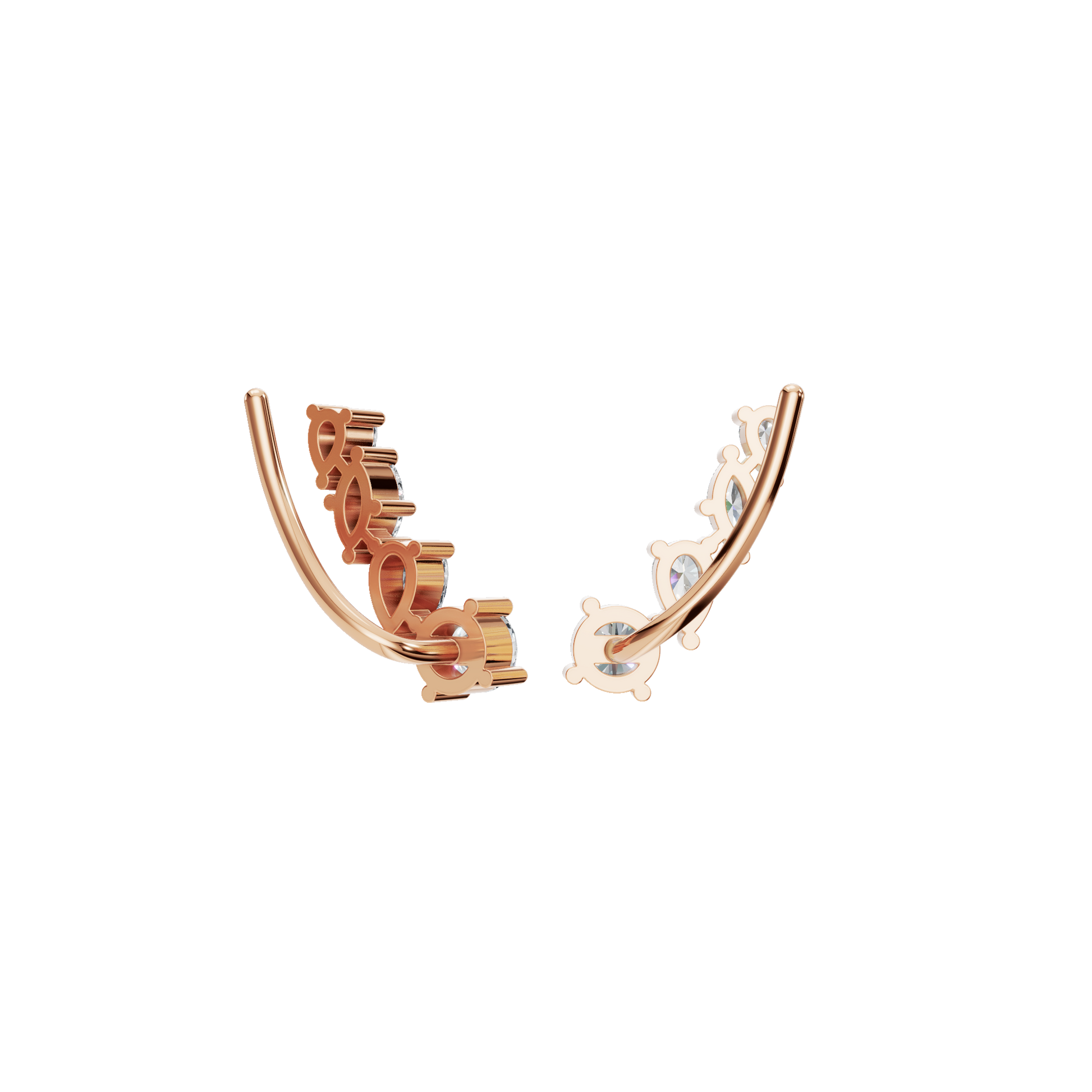 1.16 CTW Lab Grown Diamond Climber Earrings | Pear Marquise & Round Diamond Ear Crawlers