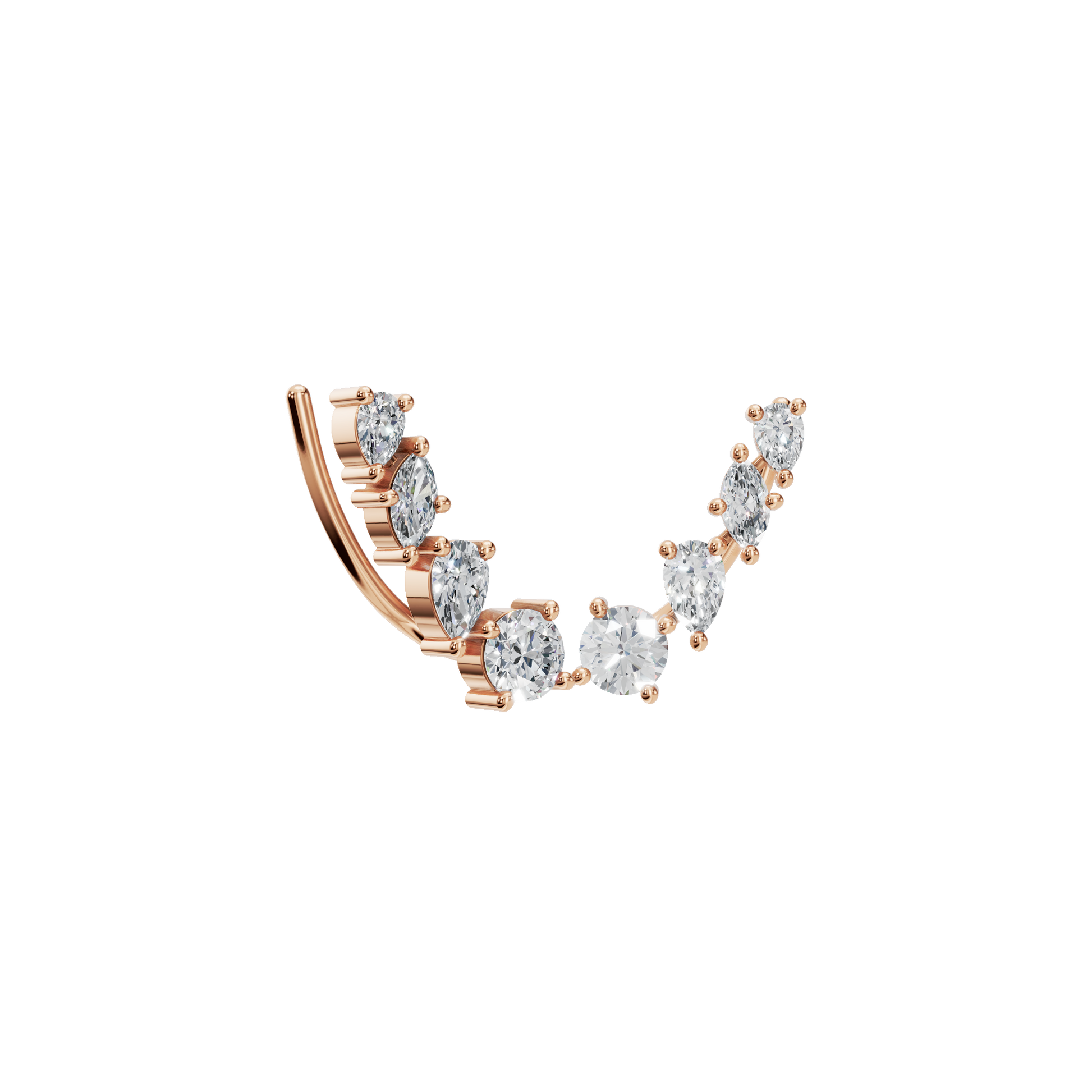 1.16 CTW Lab Grown Diamond Climber Earrings | Pear Marquise & Round Diamond Ear Crawlers
