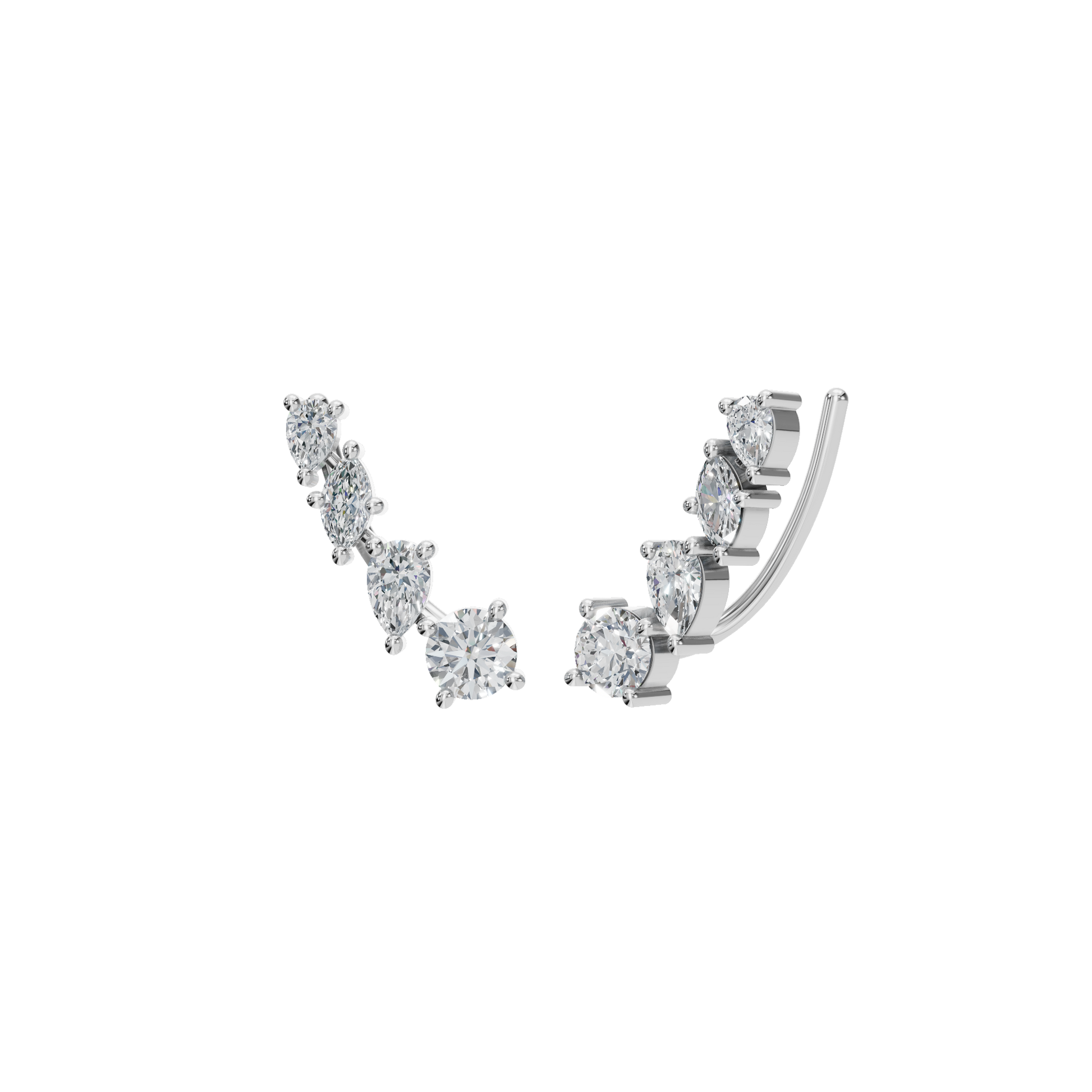 1.16 CTW Lab Grown Diamond Climber Earrings | Pear Marquise & Round Diamond Ear Crawlers