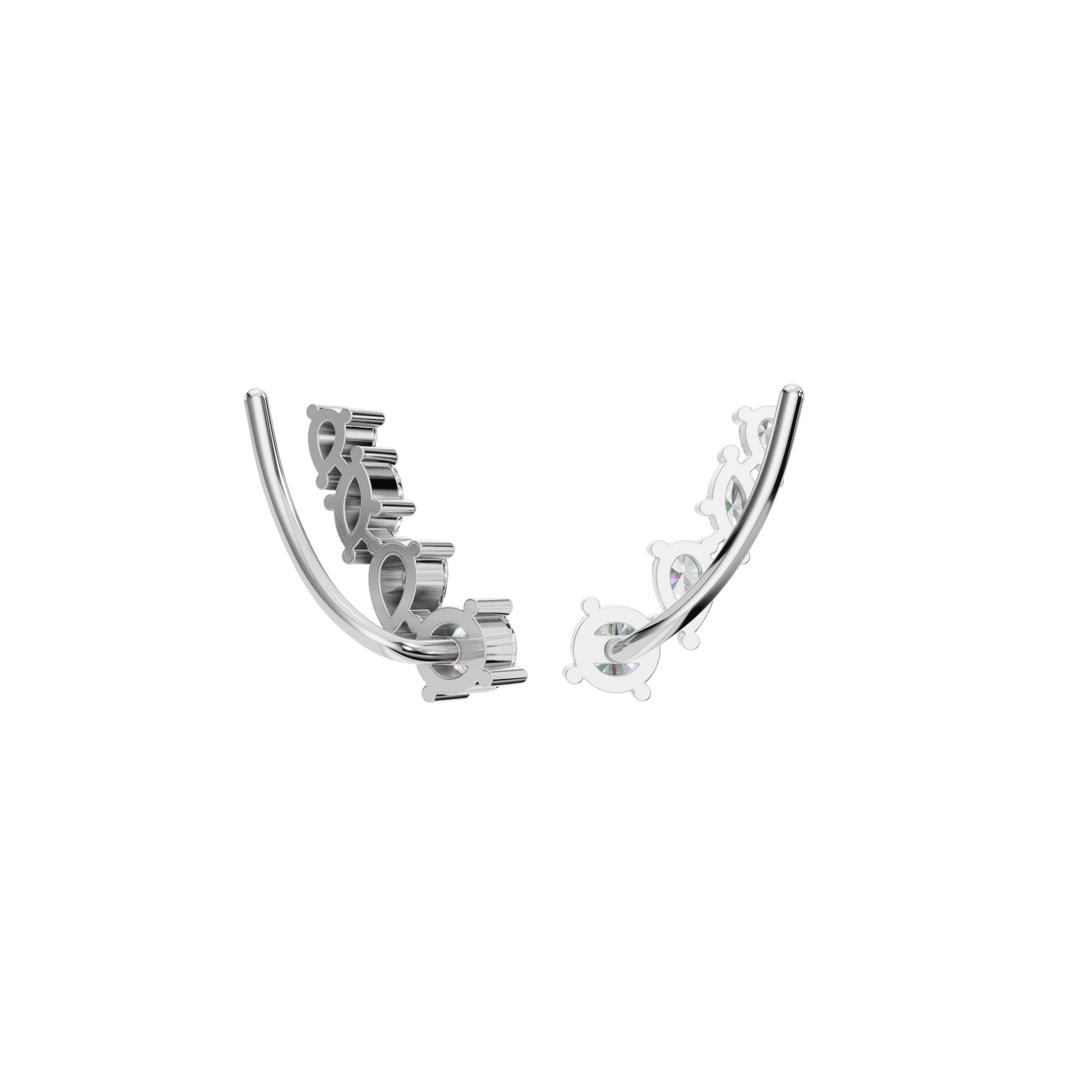 1.16 CTW Lab Grown Diamond Climber Earrings | Pear Marquise & Round Diamond Ear Crawlers