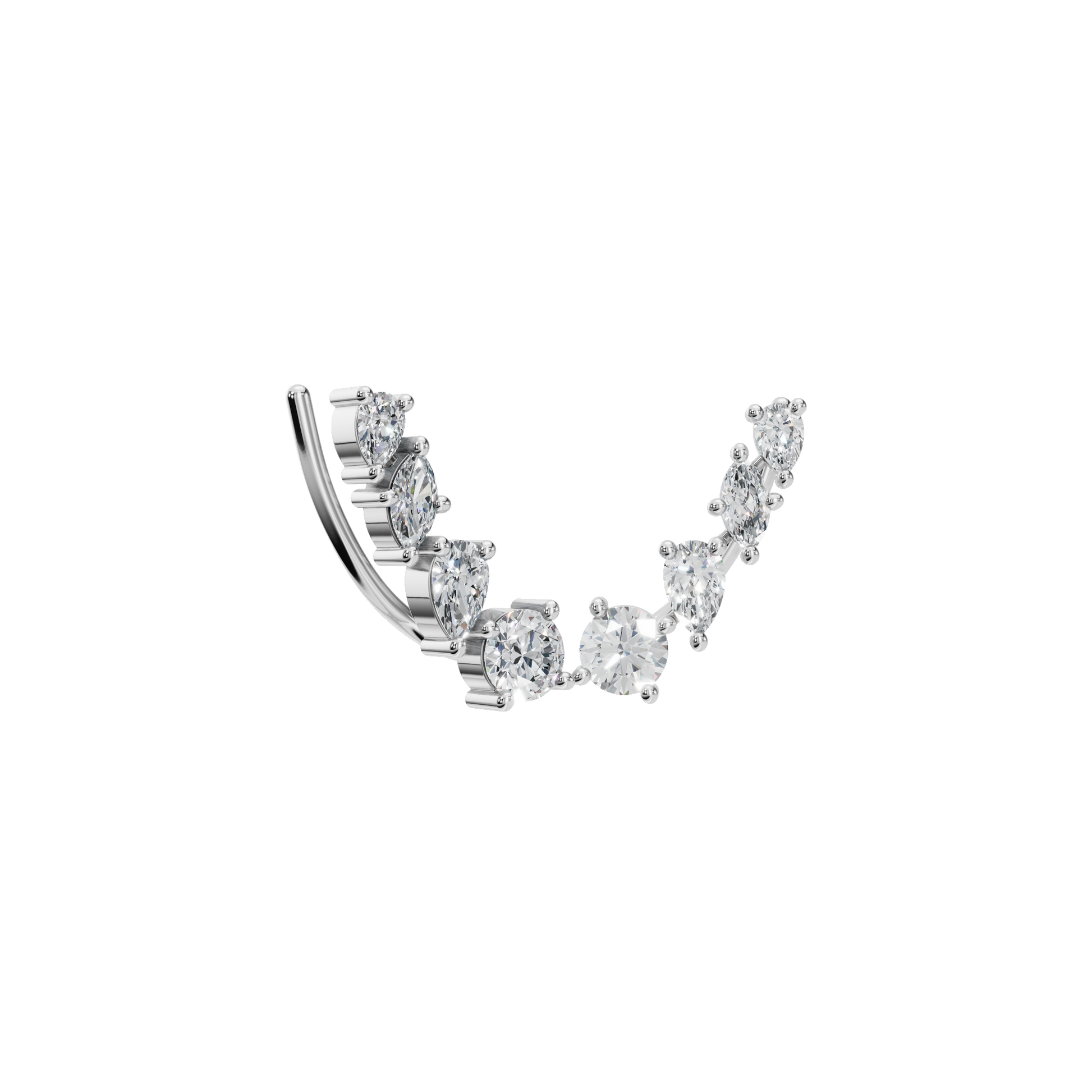 1.16 CTW Lab Grown Diamond Climber Earrings | Pear Marquise & Round Diamond Ear Crawlers