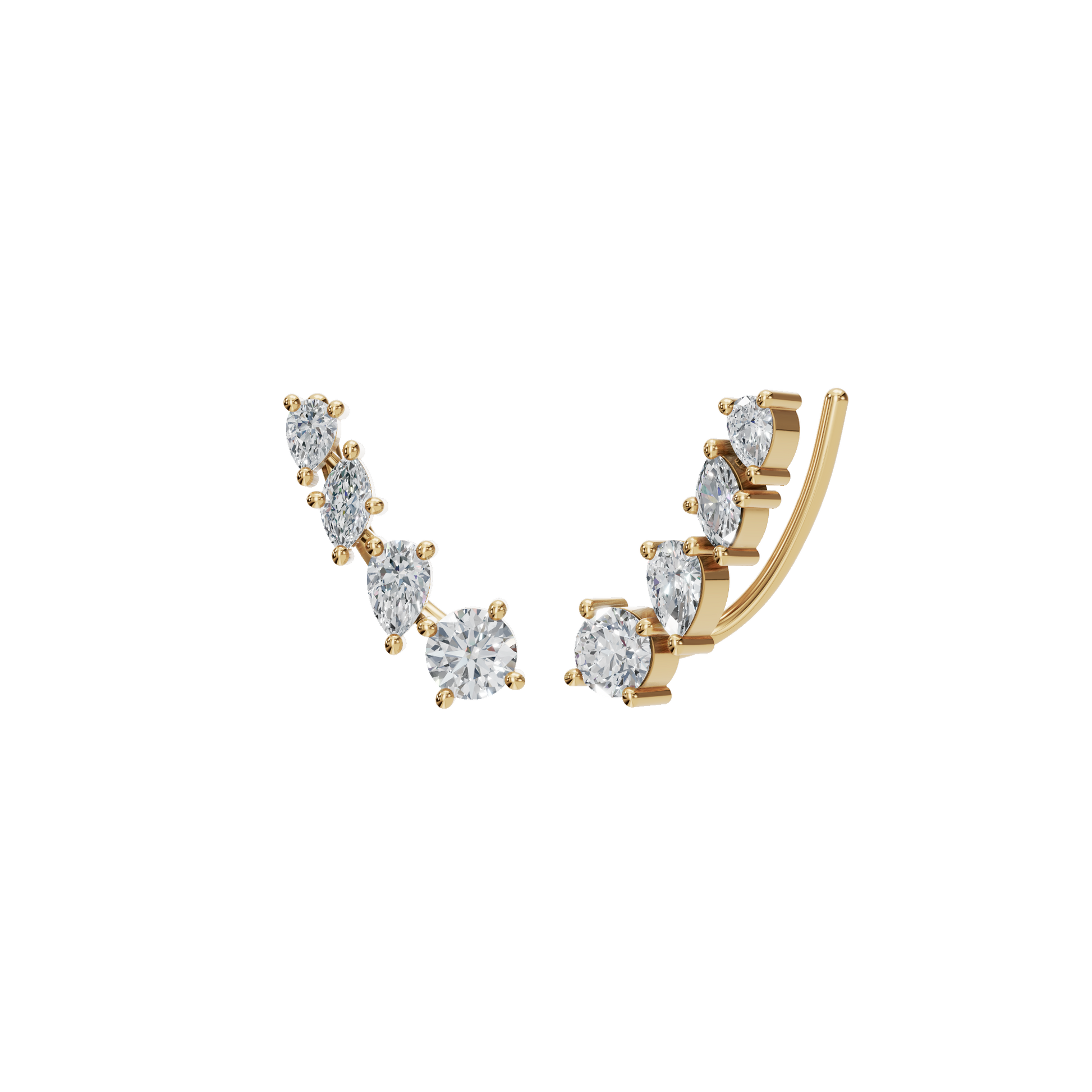 1.16 CTW Lab Grown Diamond Climber Earrings | Pear Marquise & Round Diamond Ear Crawlers