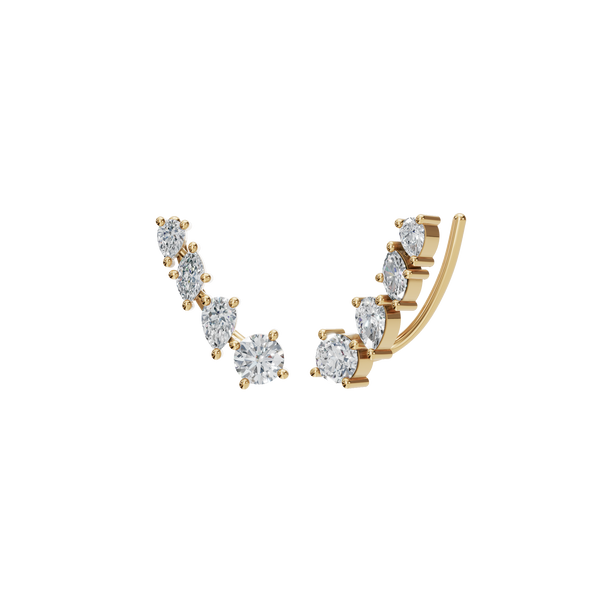 1.16 CTW Lab Grown Diamond Climber Earrings | Pear Marquise & Round Diamond Ear Crawlers