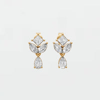 Rosalie Princess Pear Marquise Diamond Floral Dangle Earrings