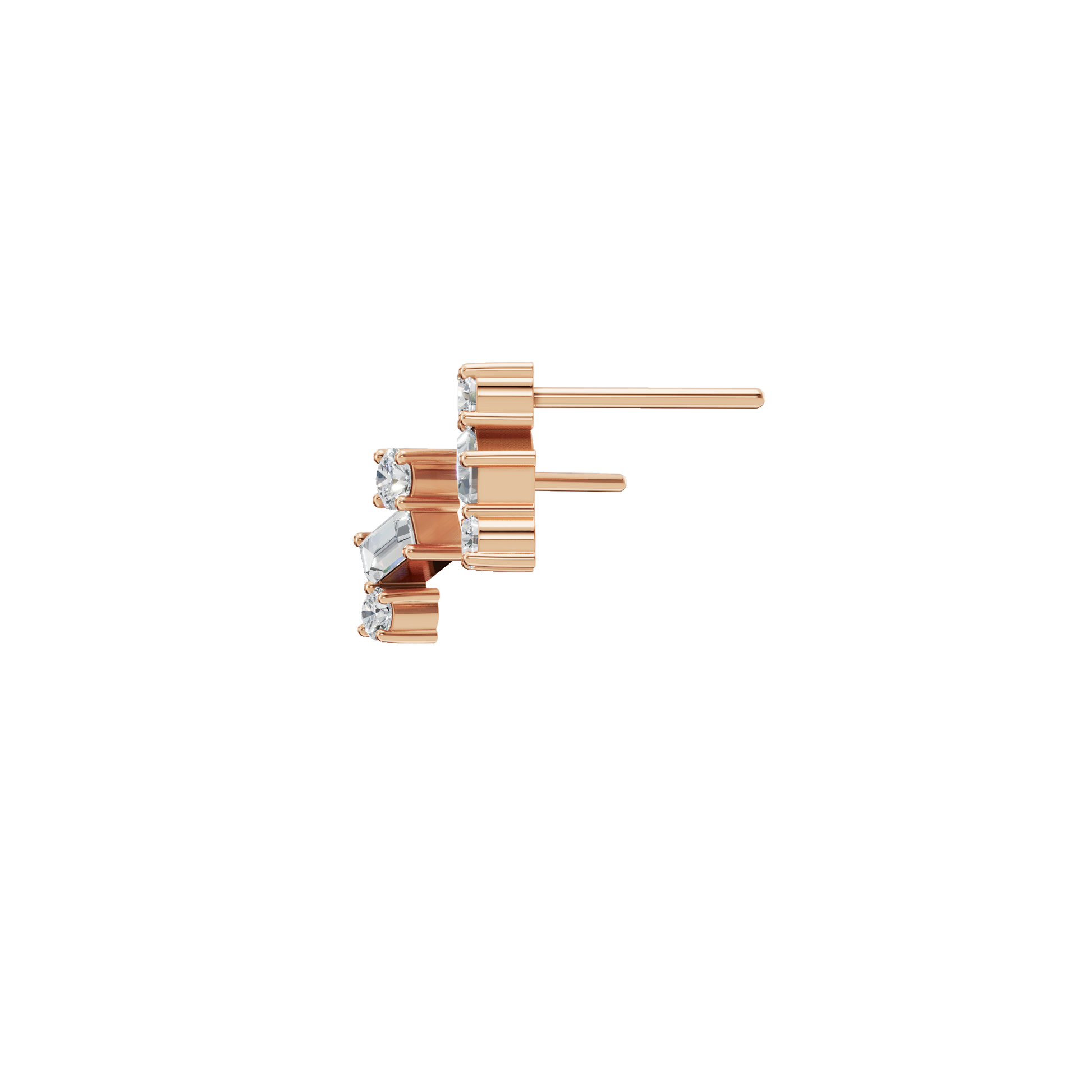 0.49 CTW Minimal Diamond Earrings – Baguette & Round Design