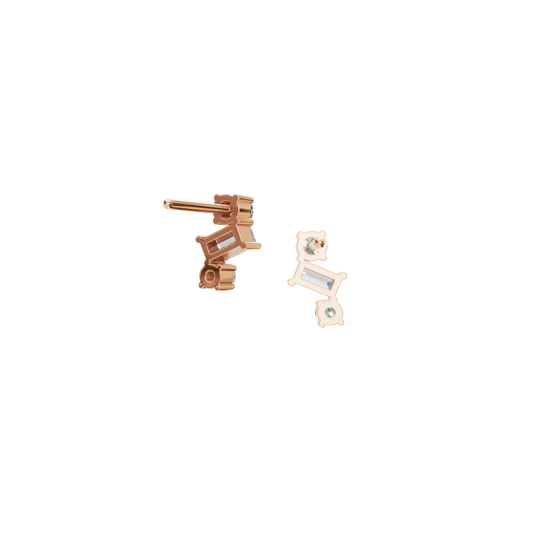 0.49 CTW Minimal Diamond Earrings – Baguette & Round Design