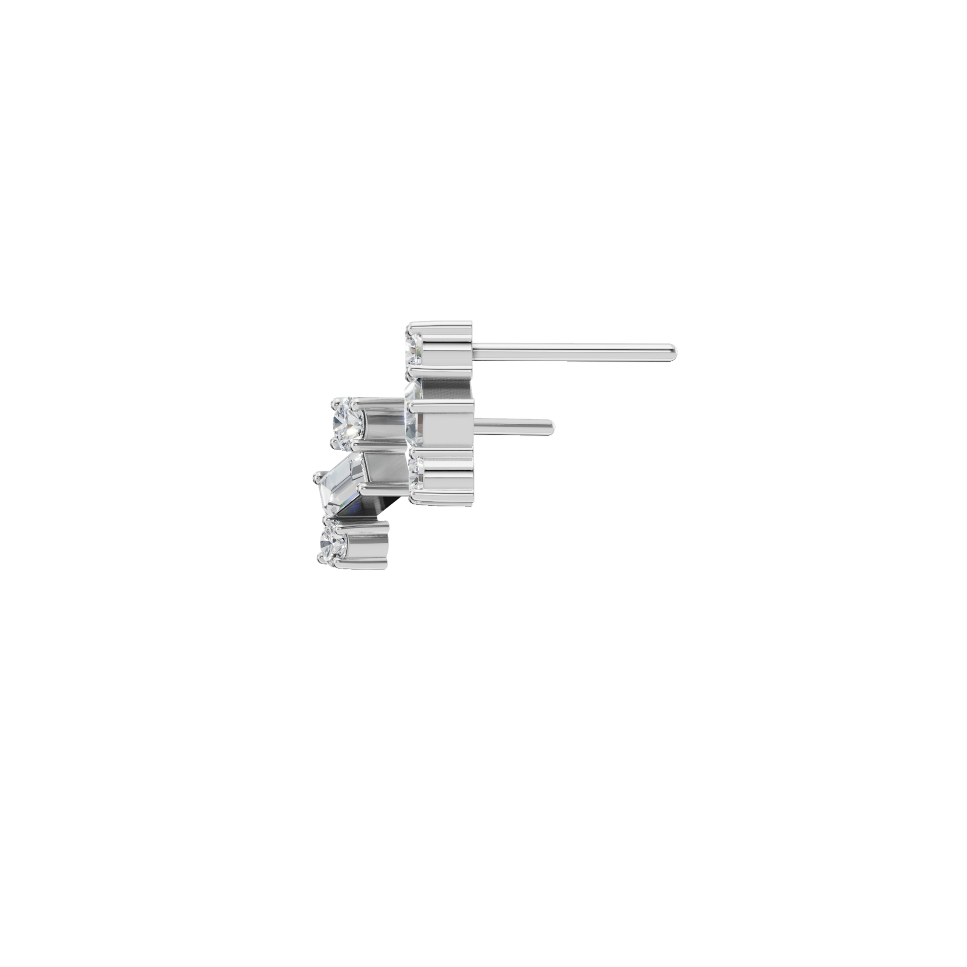 0.49 CTW Minimal Diamond Earrings – Baguette & Round Design