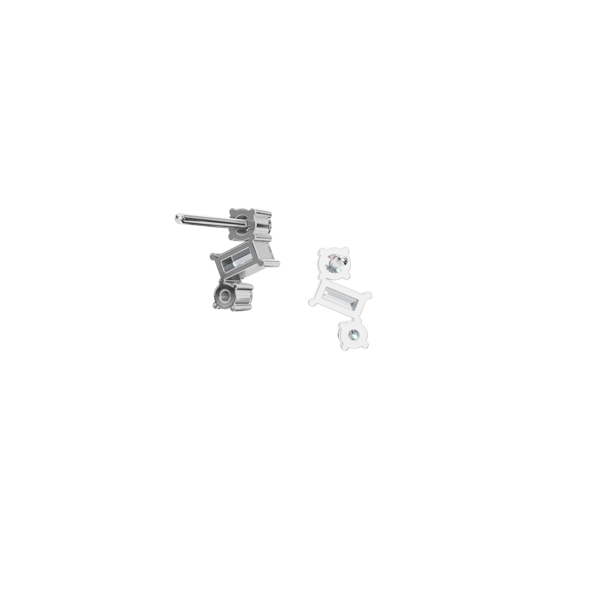 0.49 CTW Minimal Diamond Earrings – Baguette & Round Design