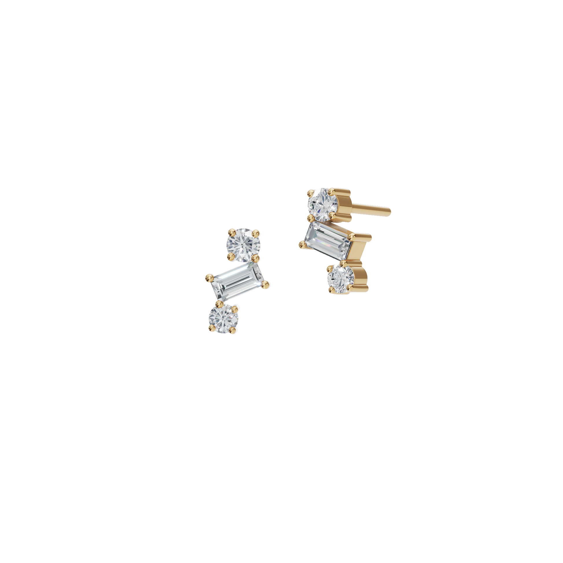 0.49 CTW Minimal Diamond Earrings – Baguette & Round Design