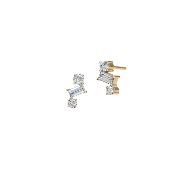 0.49 CTW Lab Grown Diamond Stud Earrings | Modern Geometric Gold Earrings