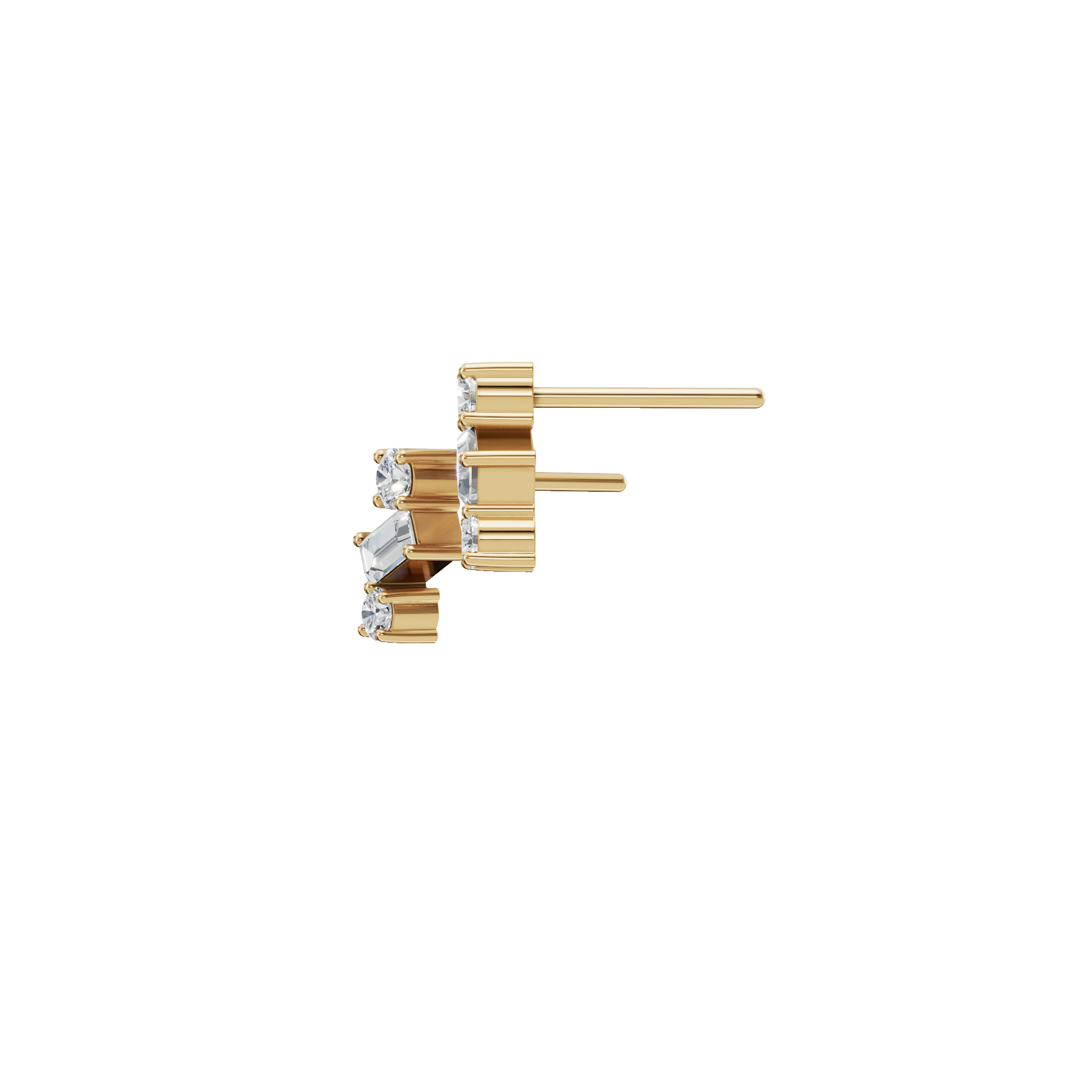 0.49 CTW Minimal Diamond Earrings – Baguette & Round Design