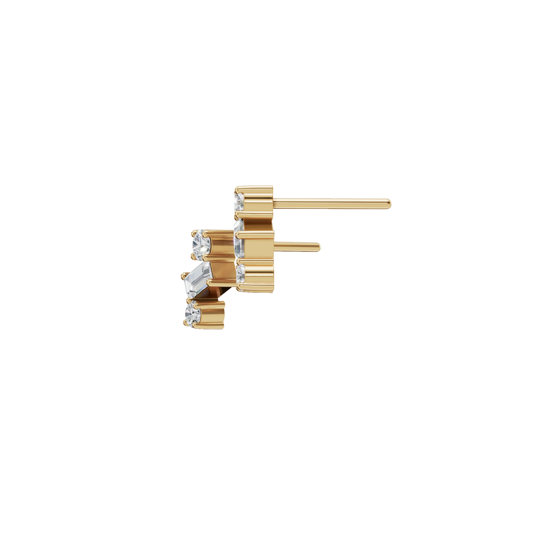 0.49 CTW Minimal Diamond Earrings – Baguette & Round Design