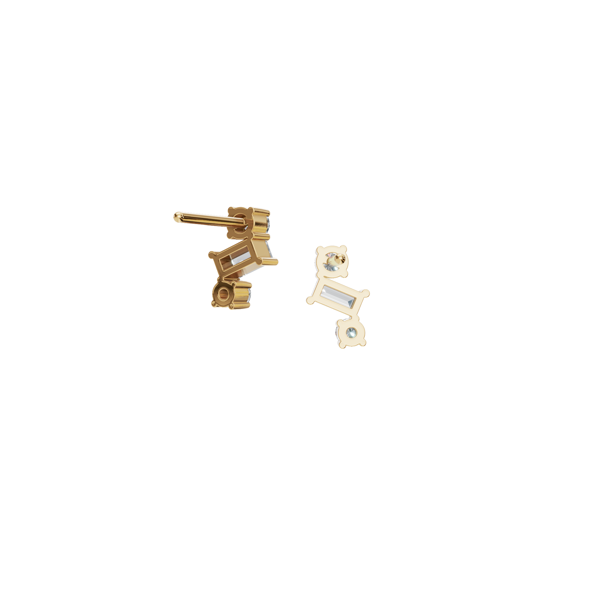 0.49 CTW Minimal Diamond Earrings – Baguette & Round Design