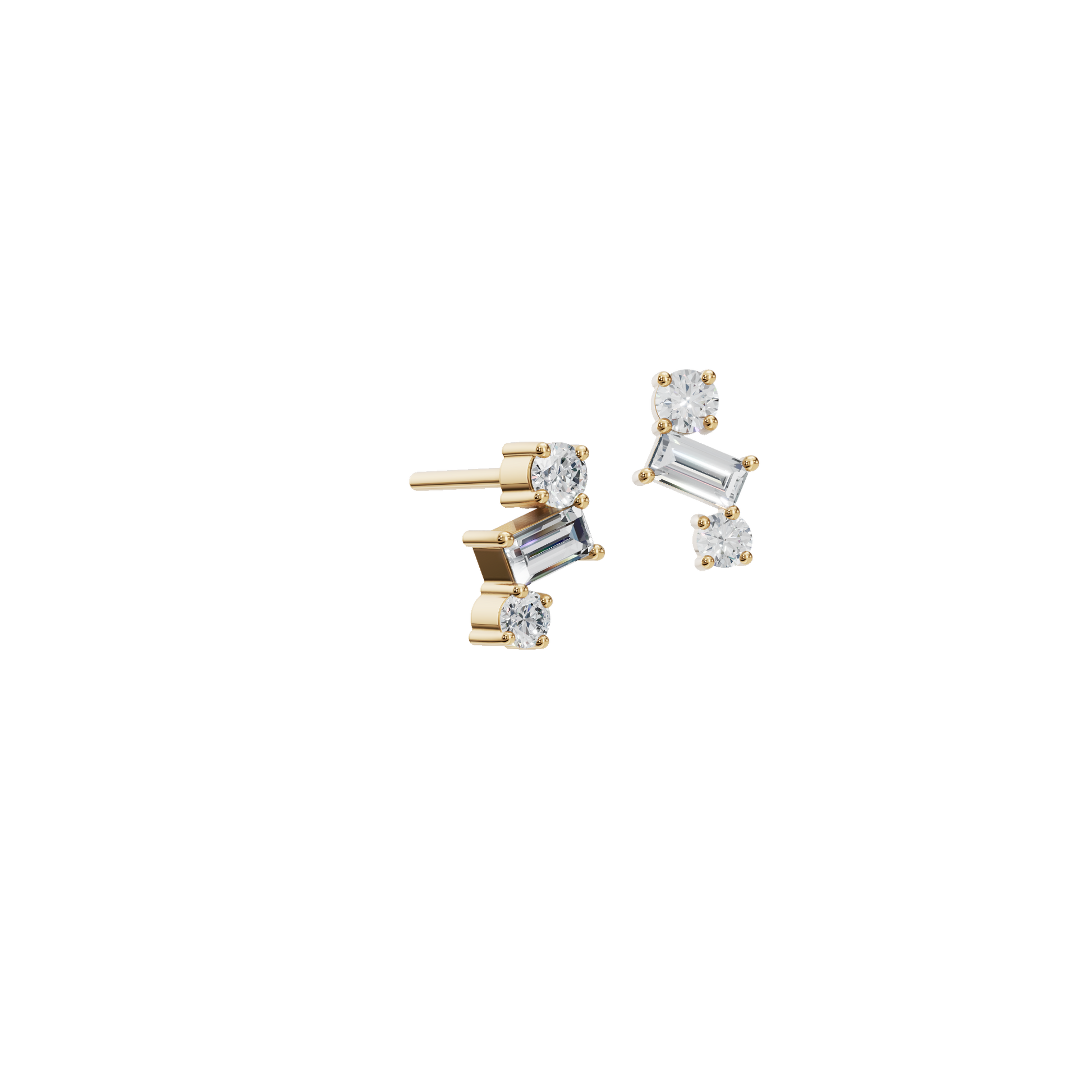 0.49 CTW Minimal Diamond Earrings – Baguette & Round Design