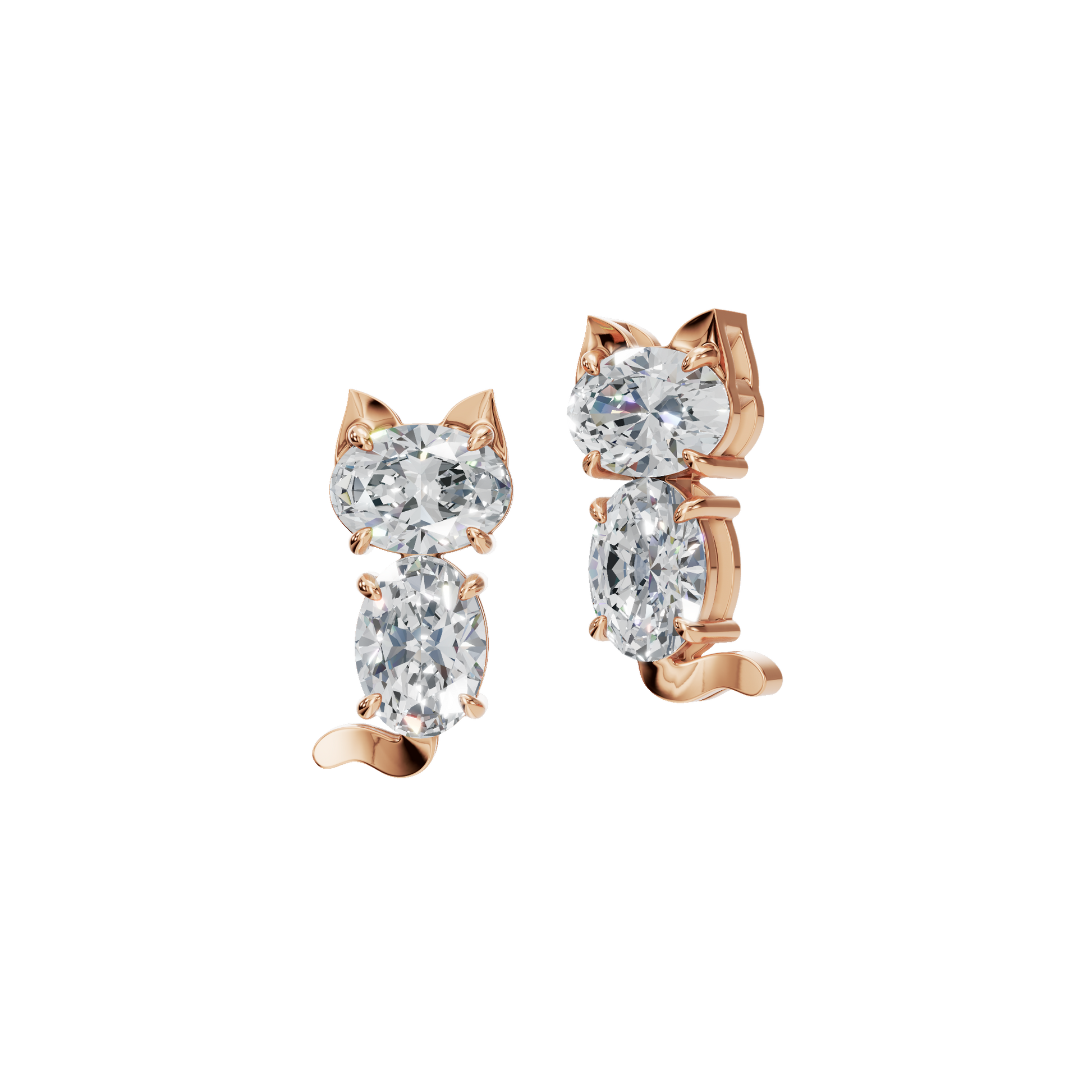 Celestial Cat Charm Lab Grown Diamond Studs