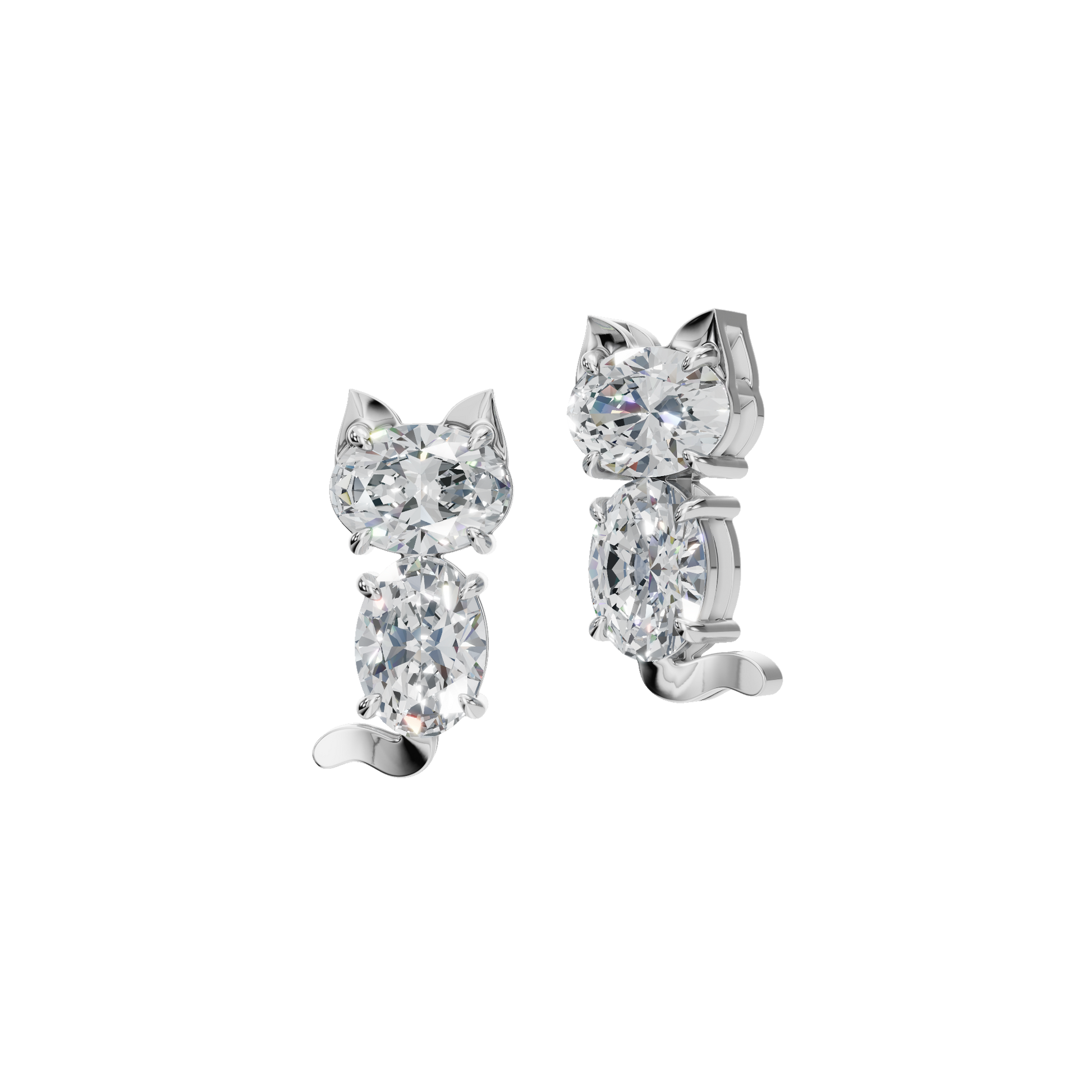 Celestial Cat Charm Lab Grown Diamond Studs