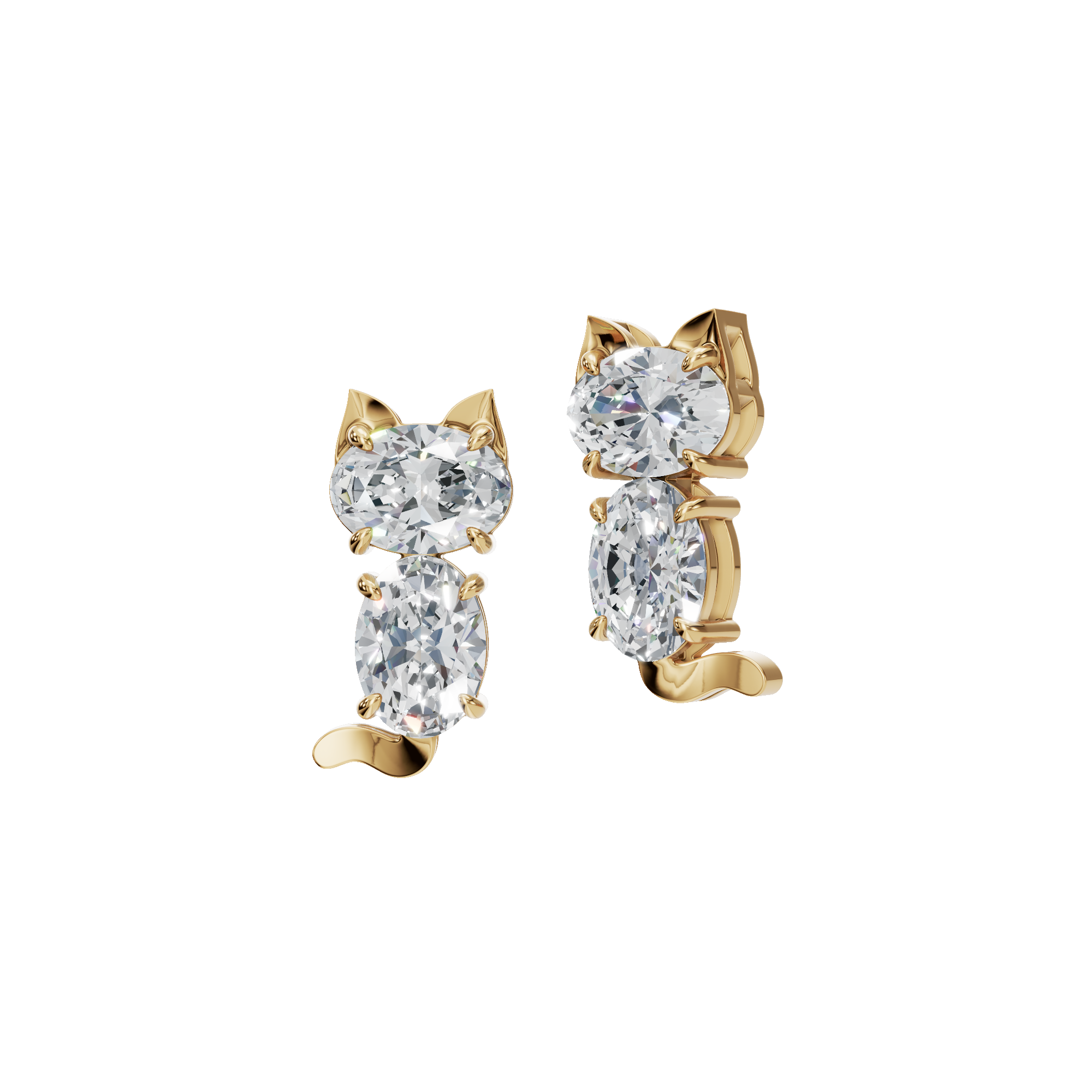 Celestial Cat Charm Lab Grown Diamond Studs