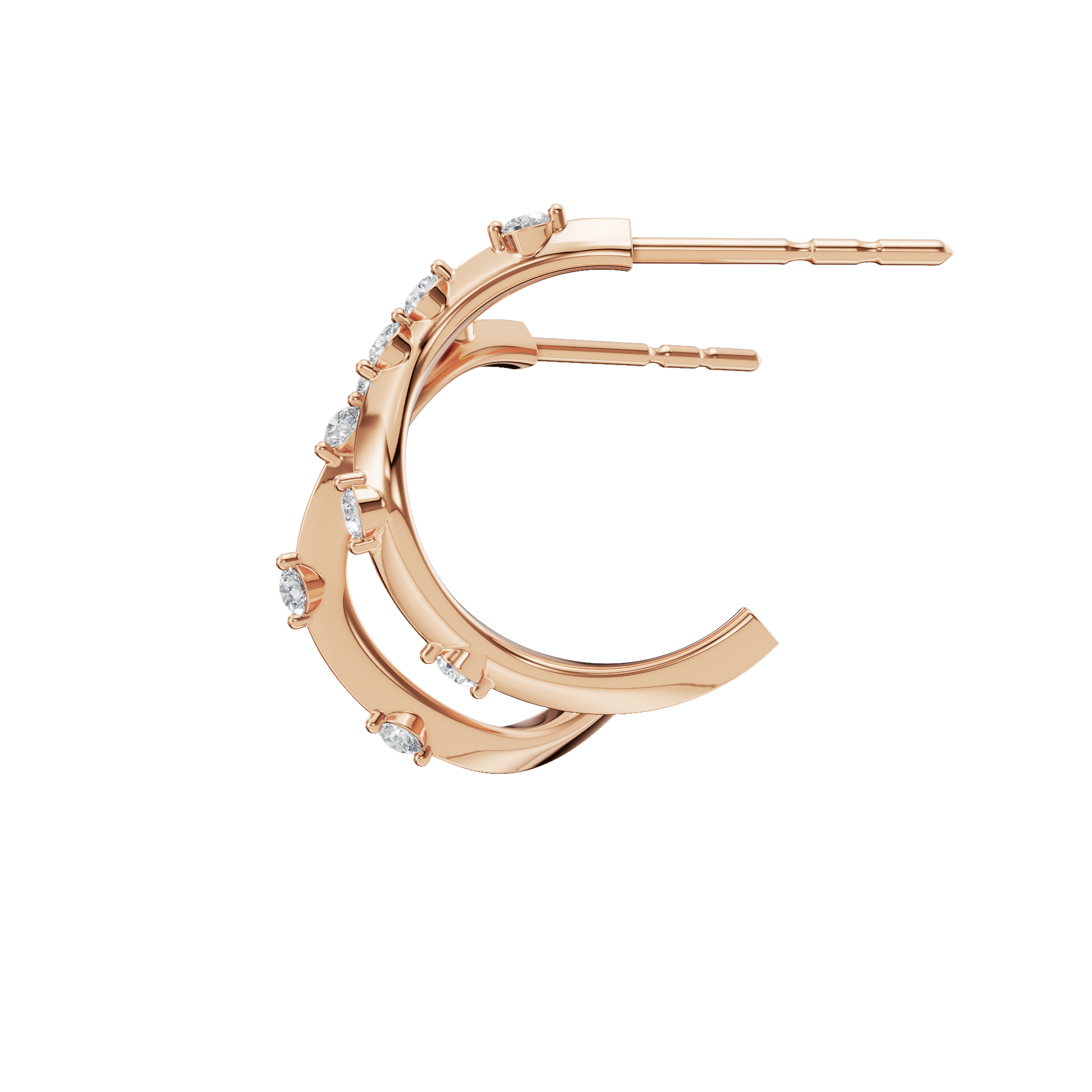 Everyday Diamond Huggies with Sleek Curved Earing