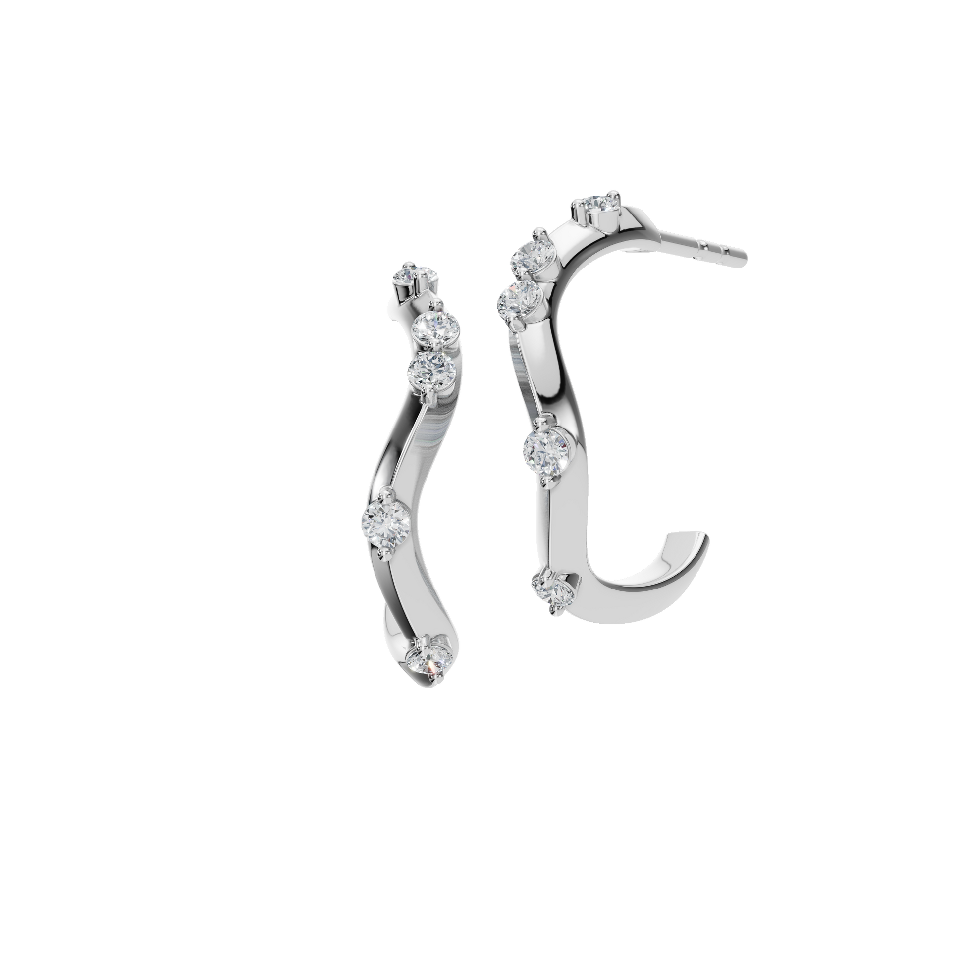 Everyday Diamond Huggies with Sleek Curved Earing