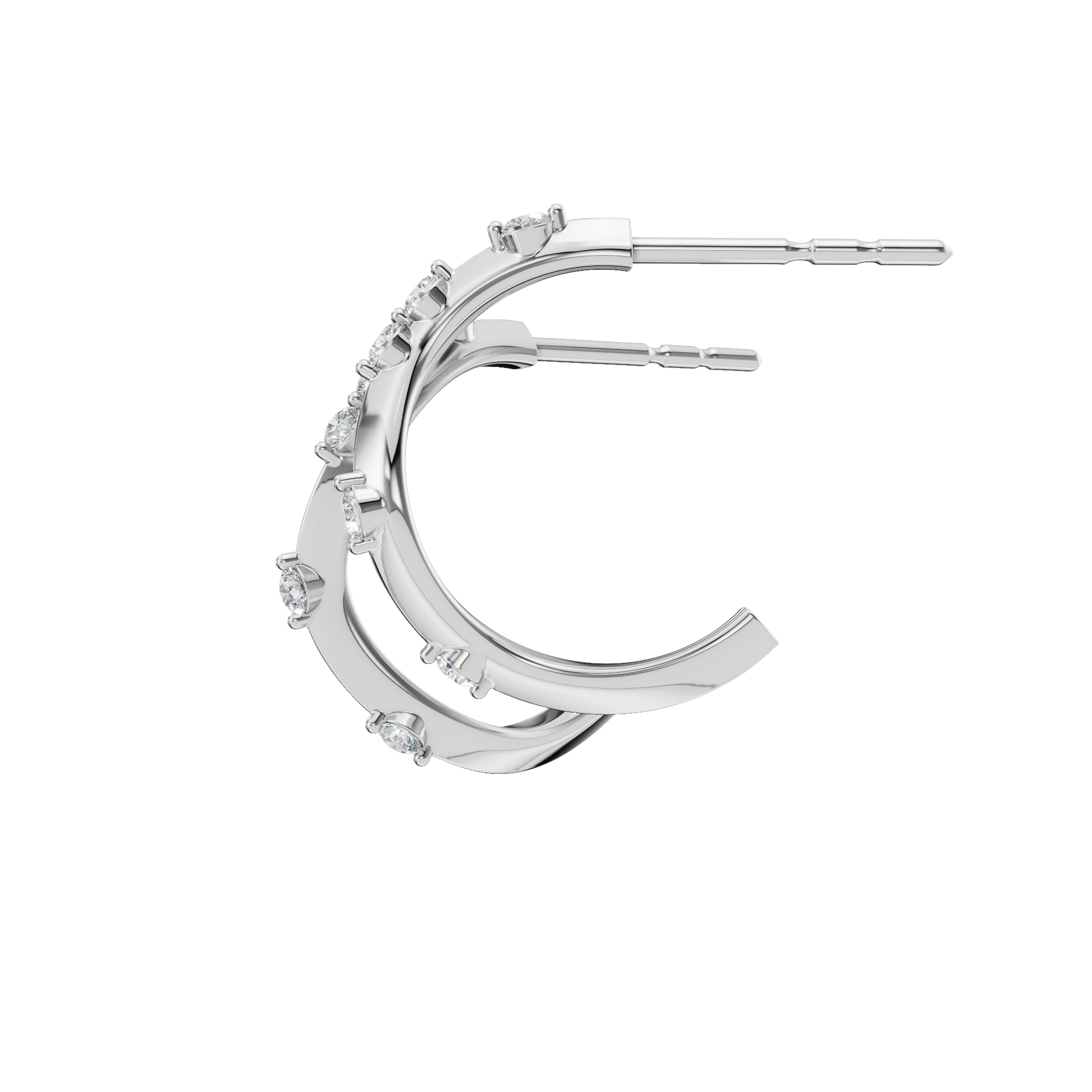 Everyday Diamond Huggies with Sleek Curved Earing