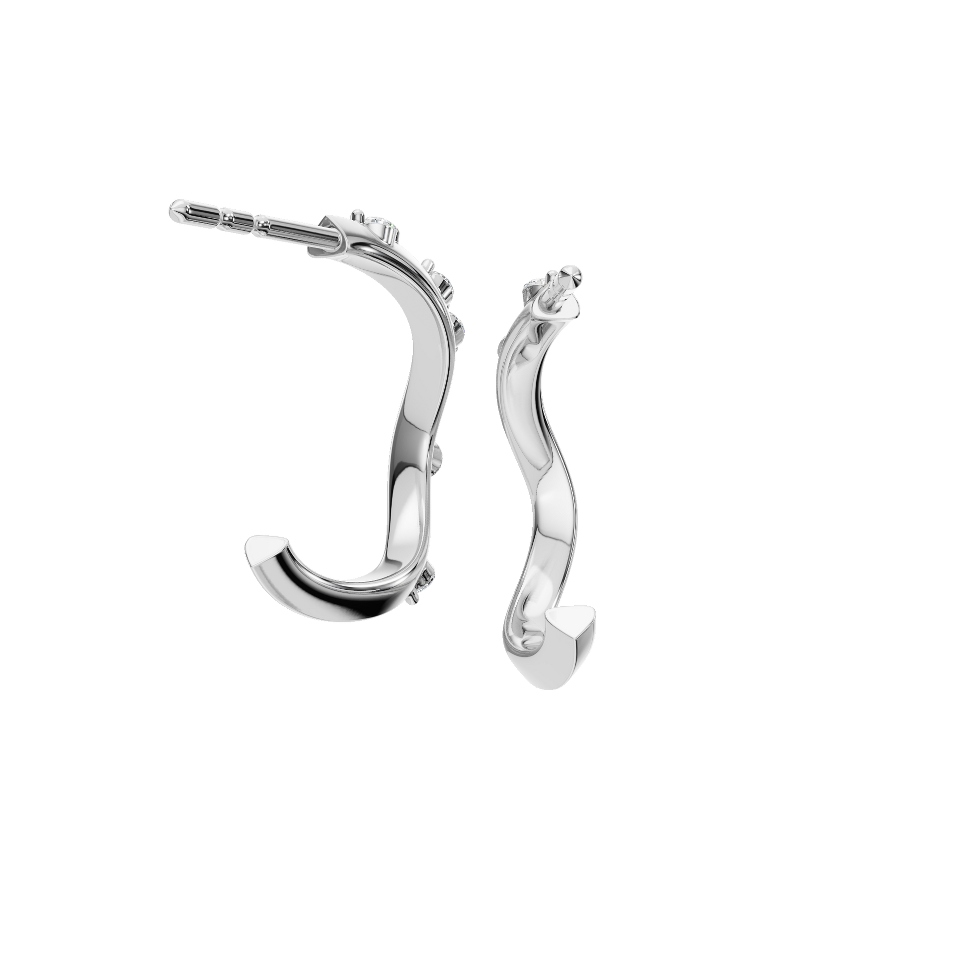 Everyday Diamond Huggies with Sleek Curved Earing