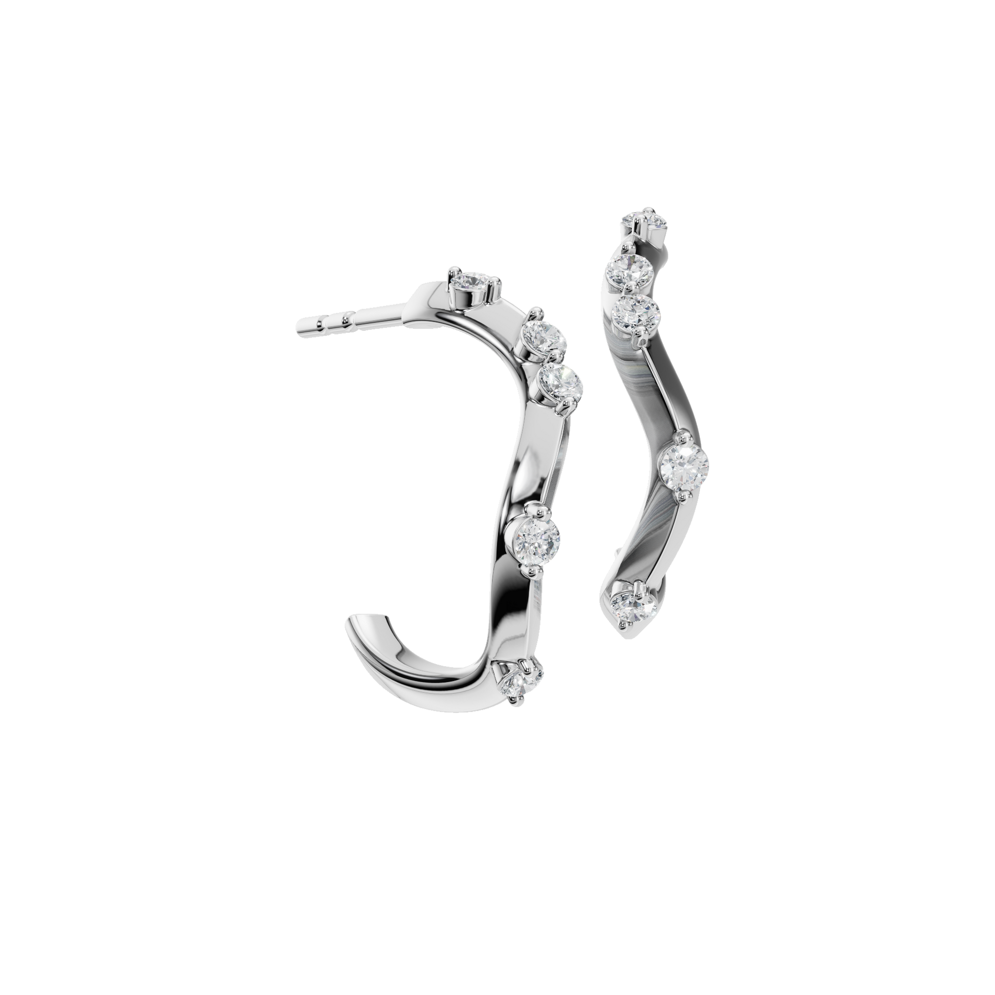 Everyday Diamond Huggies with Sleek Curved Earing