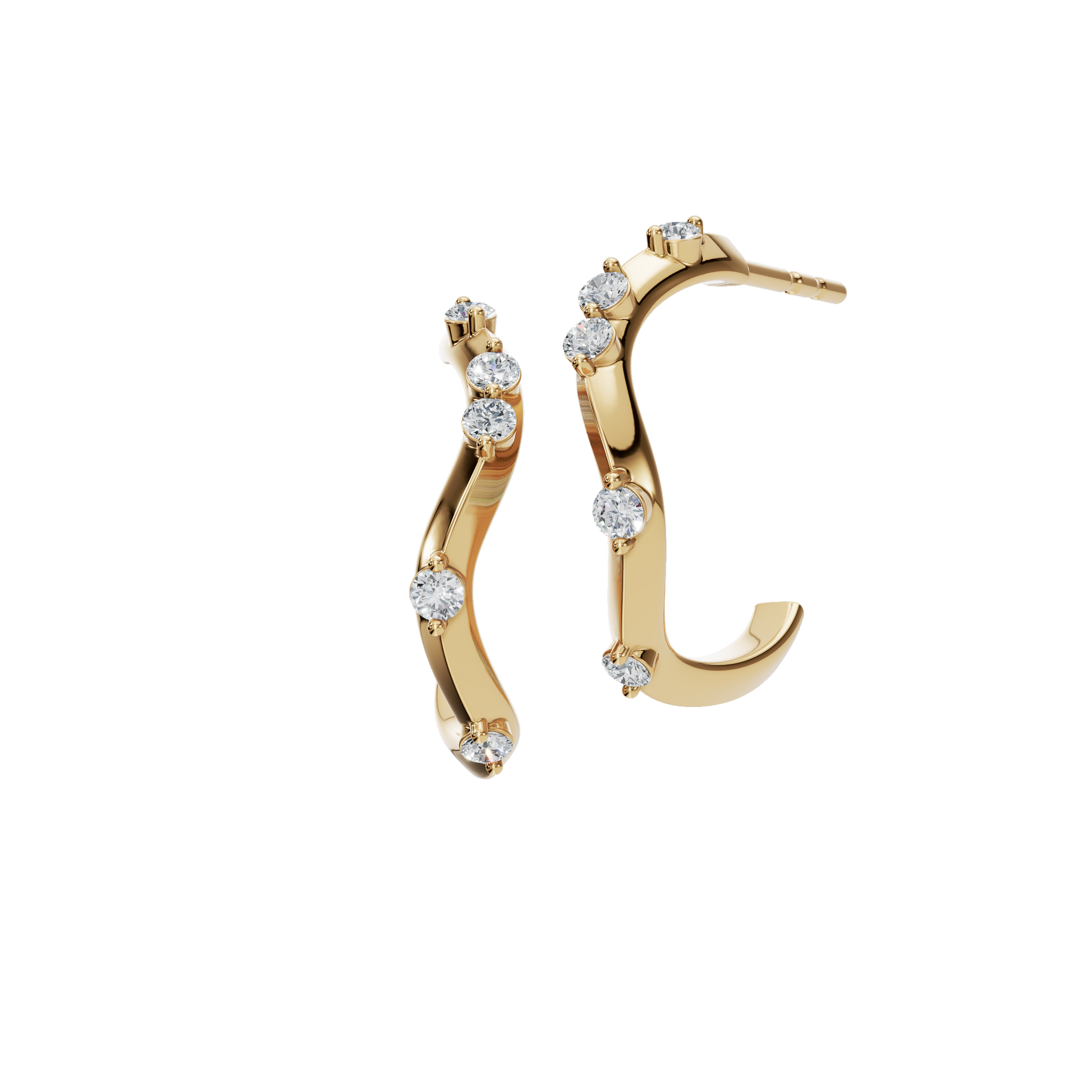 Everyday Diamond Huggies with Sleek Curved Earing