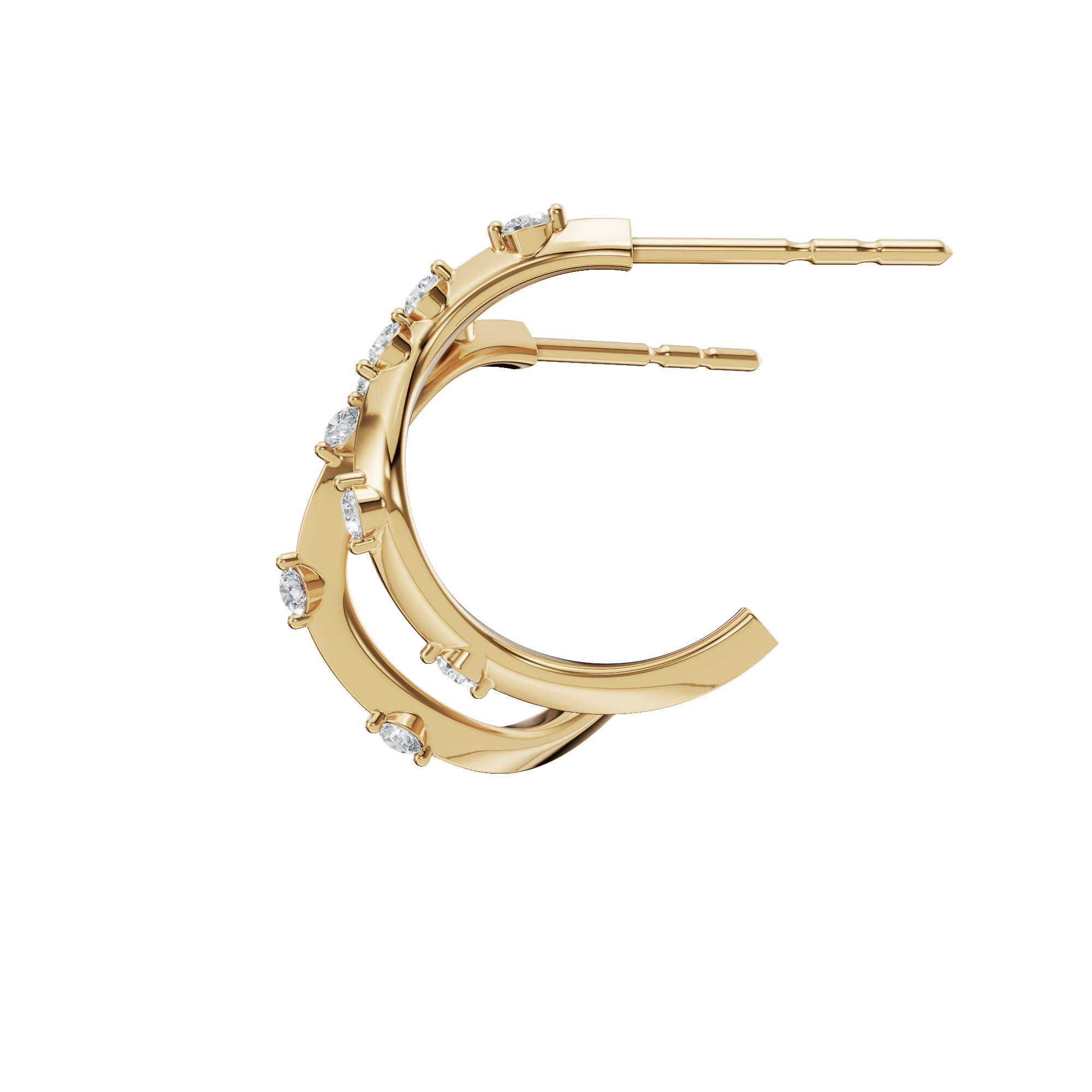 Everyday Diamond Huggies with Sleek Curved Earing