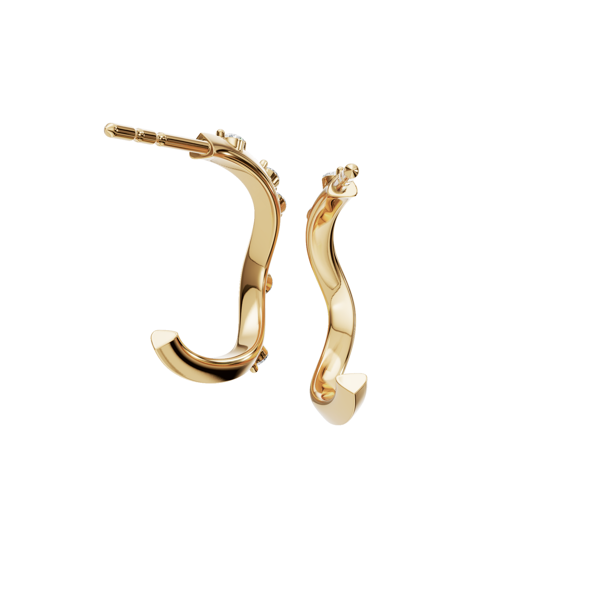 Everyday Diamond Huggies with Sleek Curved Earing