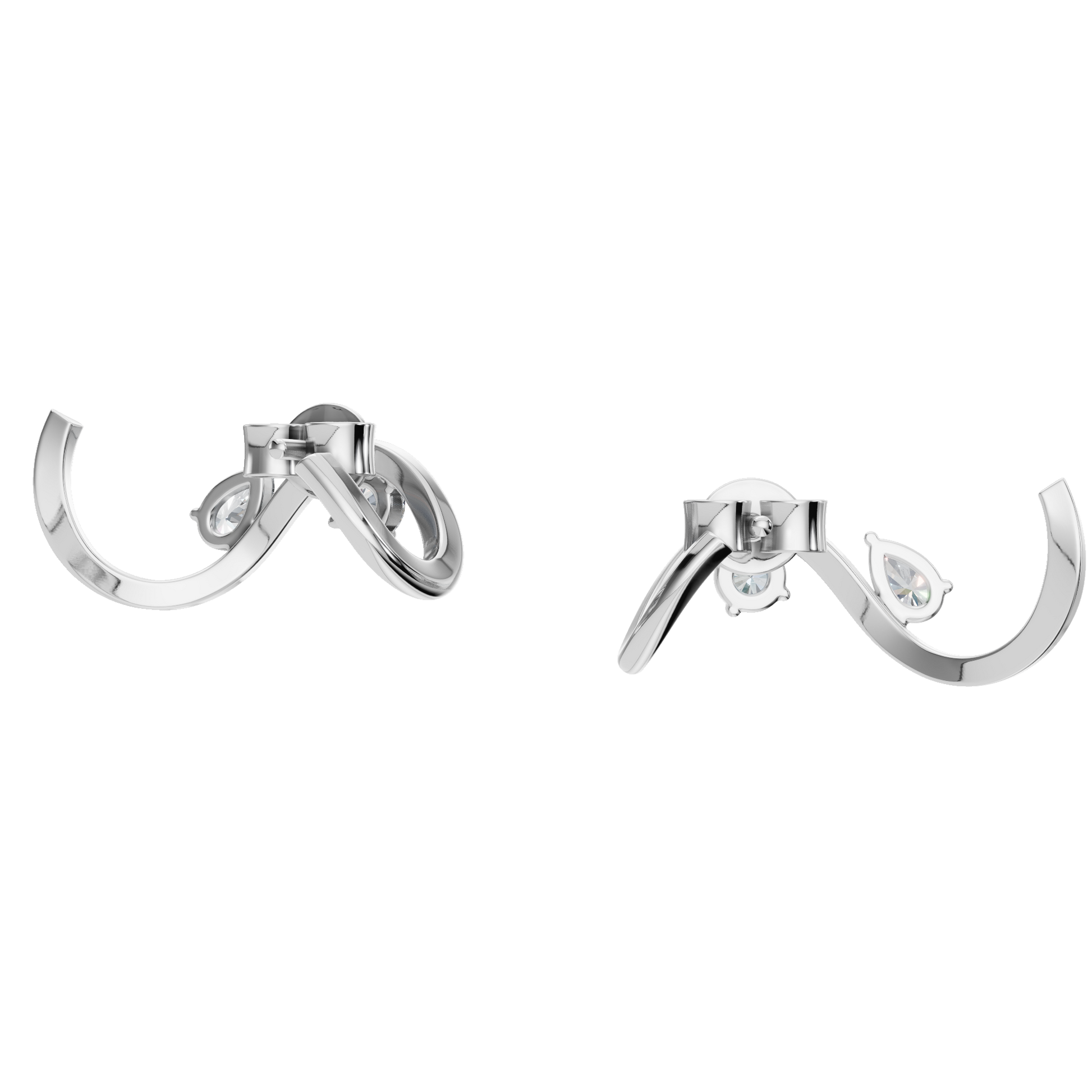 0.52 CTW Flowing Wave Diamond Earrings – Pear & Round Gold Elegance