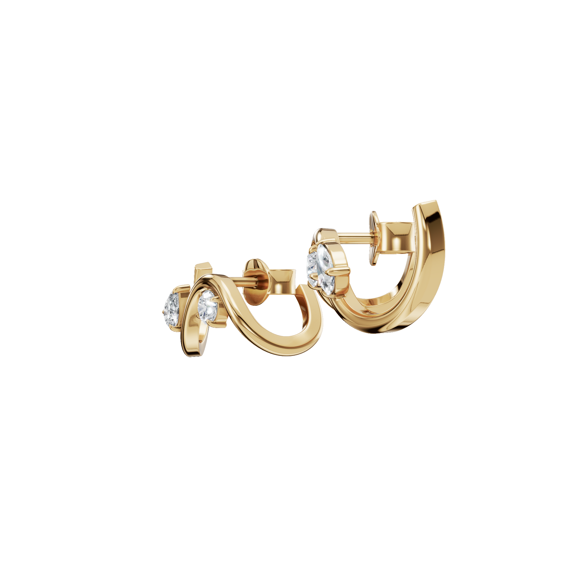 0.52 CTW Flowing Wave Diamond Earrings – Pear & Round Gold Elegance