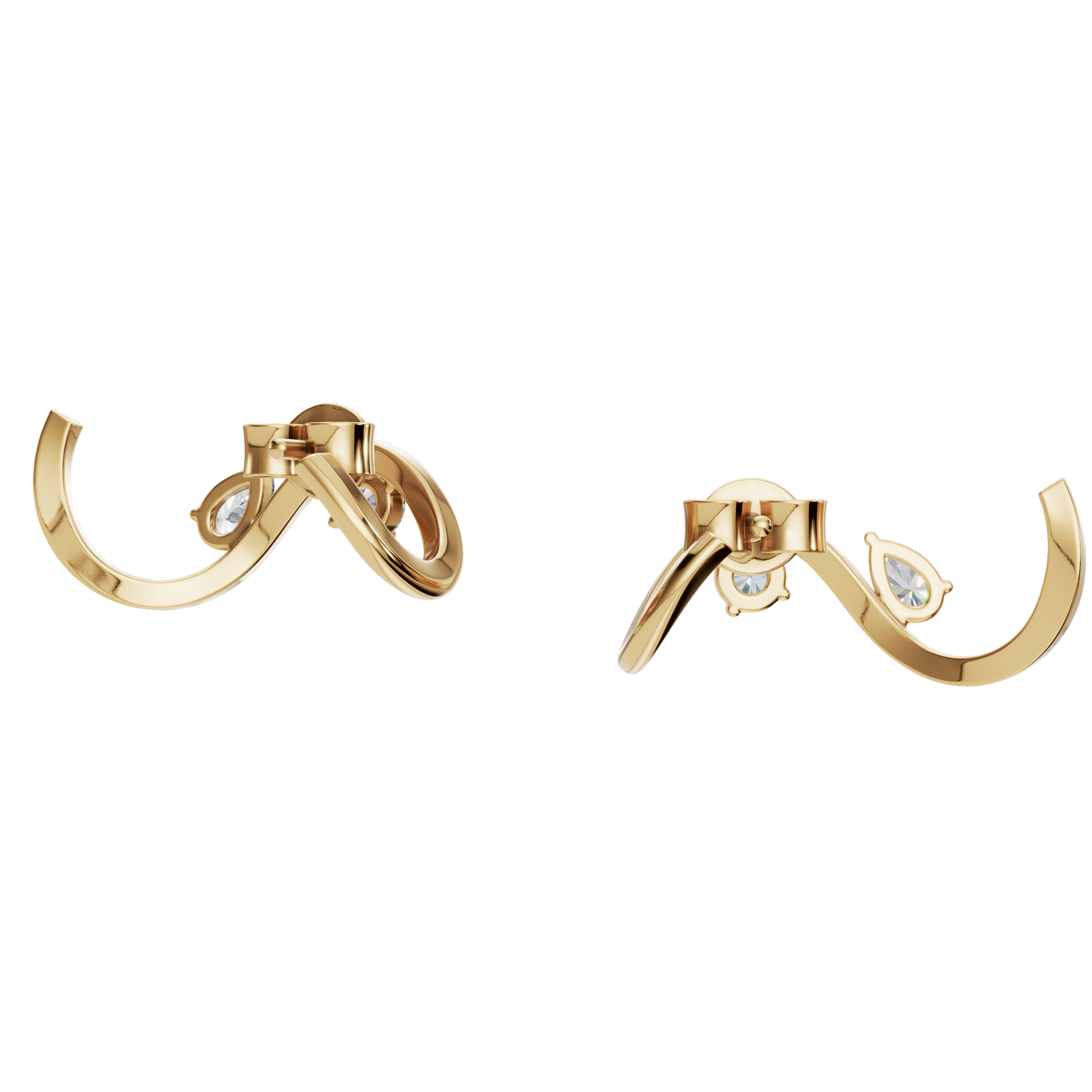 0.52 CTW Flowing Wave Diamond Earrings – Pear & Round Gold Elegance