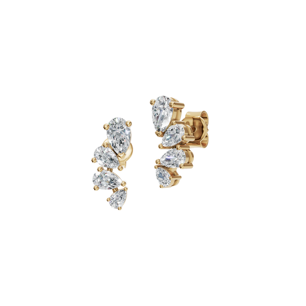 0.78 CTW Lab Diamond Pear Stud Earrings | Modern Cluster Gold Earrings for Women