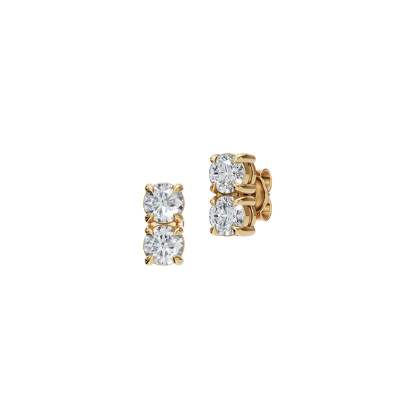 1.00 CTW Lab Grown Diamond Double Stud Earrings | Minimalist Two Stone Gold Earrings