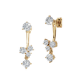 Round Cut Diamond Bezel Set Front Back Earrings